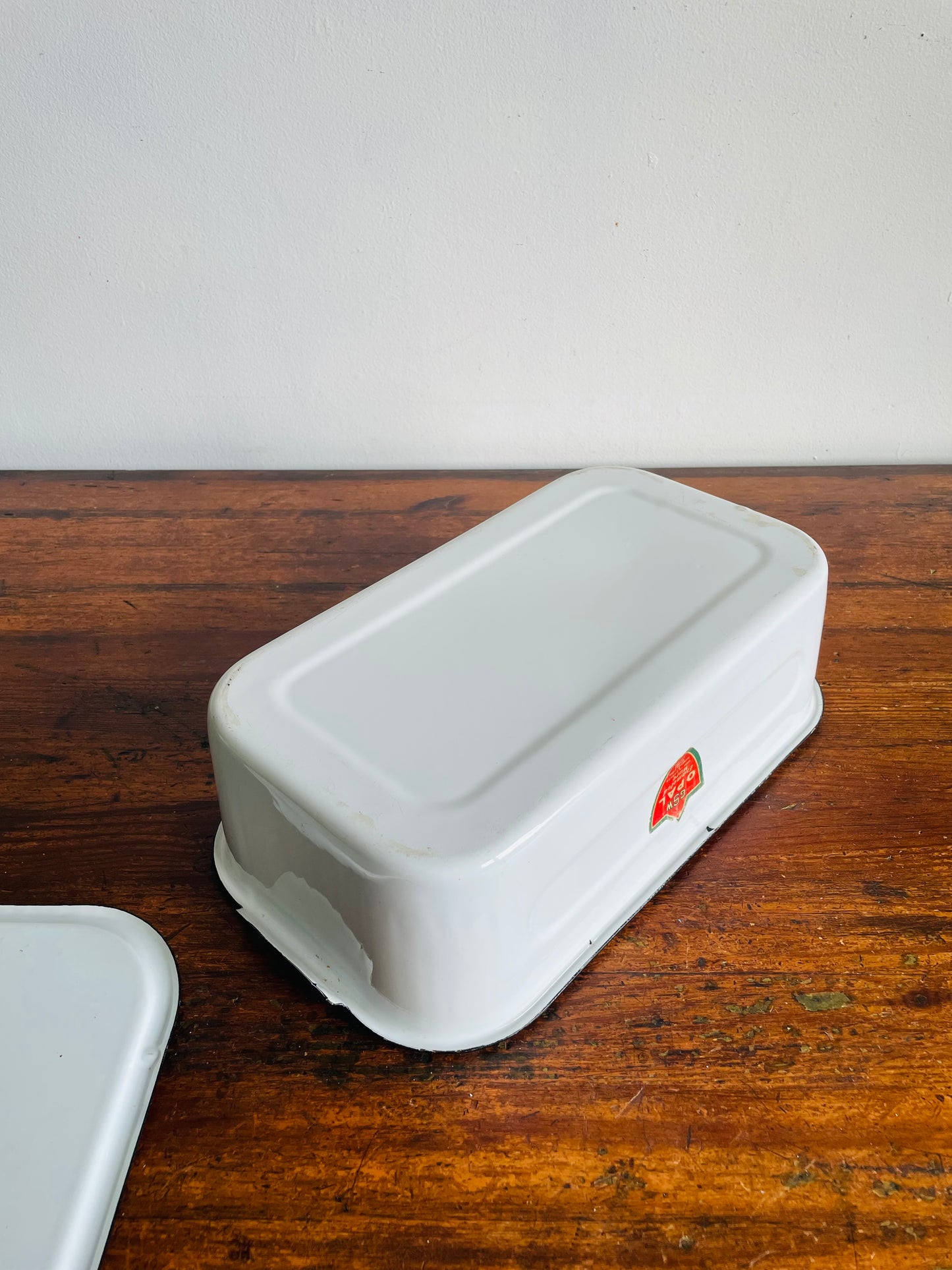 Vintage White with Black Trim GSW Opal Enamelware Refrigerator Box with Lid - Made in Canada by General Steel Wares Limited