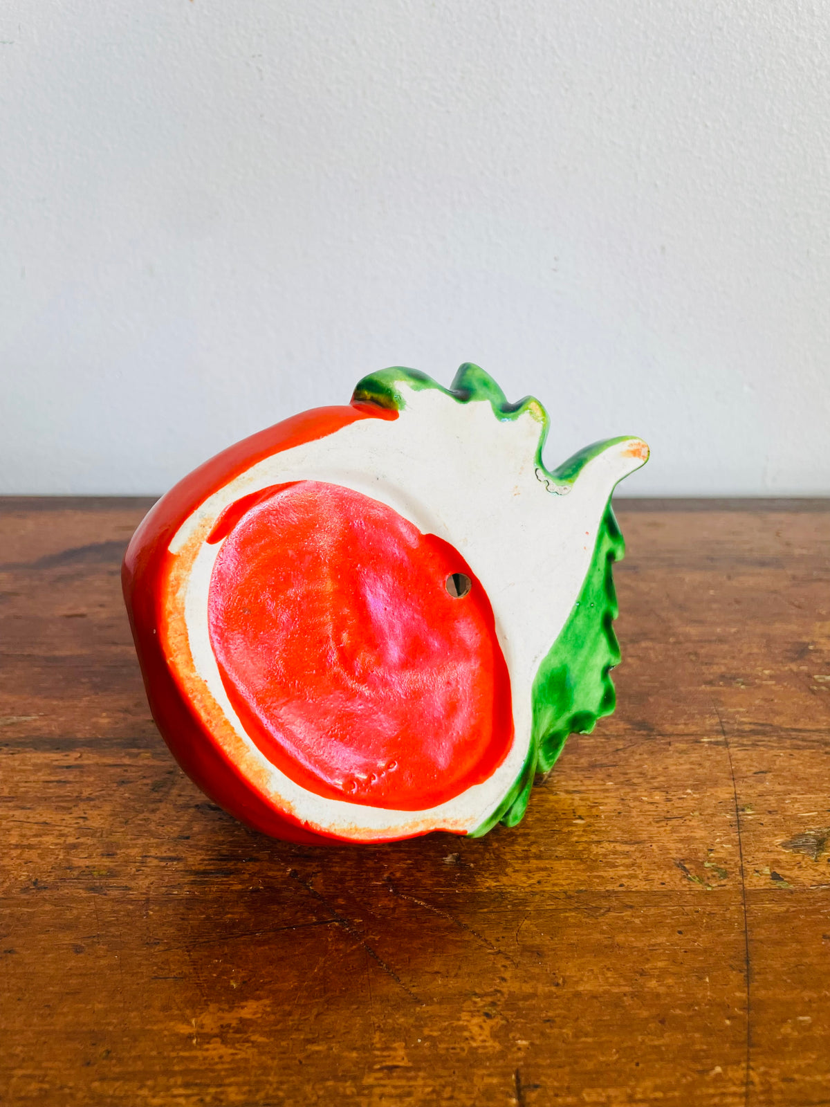 Vintage Red Tomato Wall Pocket Hanging Planter Vase - Kitschy Fun Decor
