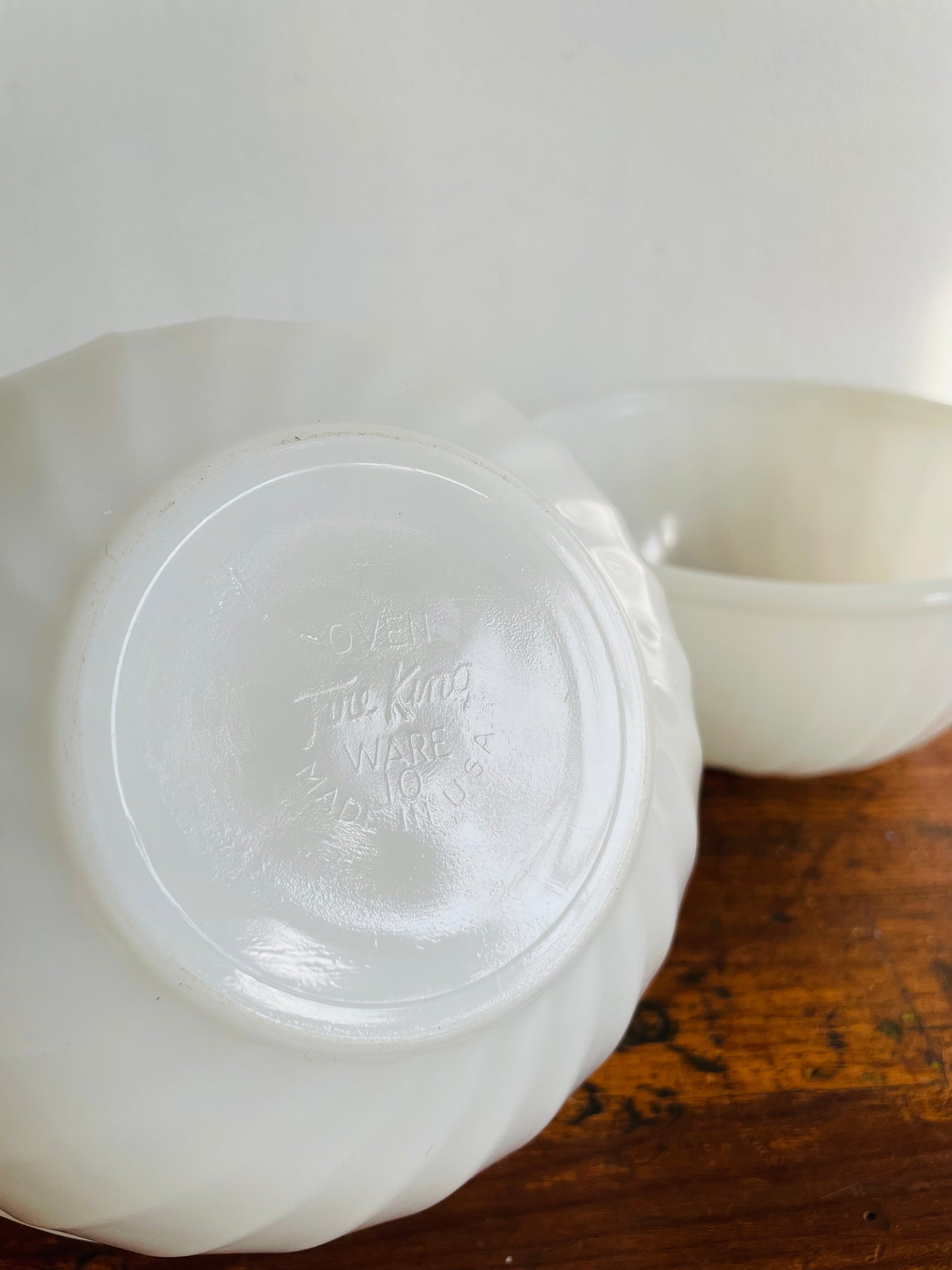 Fire King Oven Ware Swirl Milk Glass Bowls - Made in USA - Set of 2