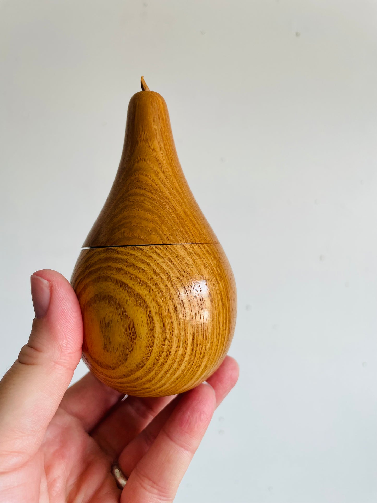 Vintage Carved Wood Pear & Apple Lidded Box Containers - Open Up / Hollow Inside - Set of 2