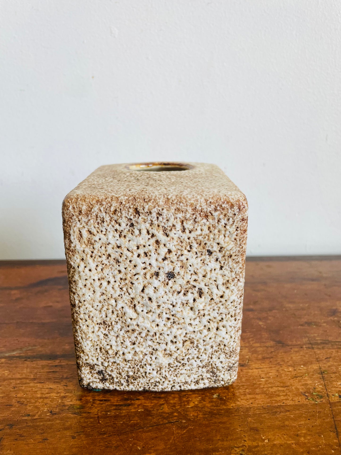Vintage 1970s MCM Vest Keramiek Van Woerden Fat Lava Block Chimney Vase - Dutch Mid-Century Design - Made in The Netherlands