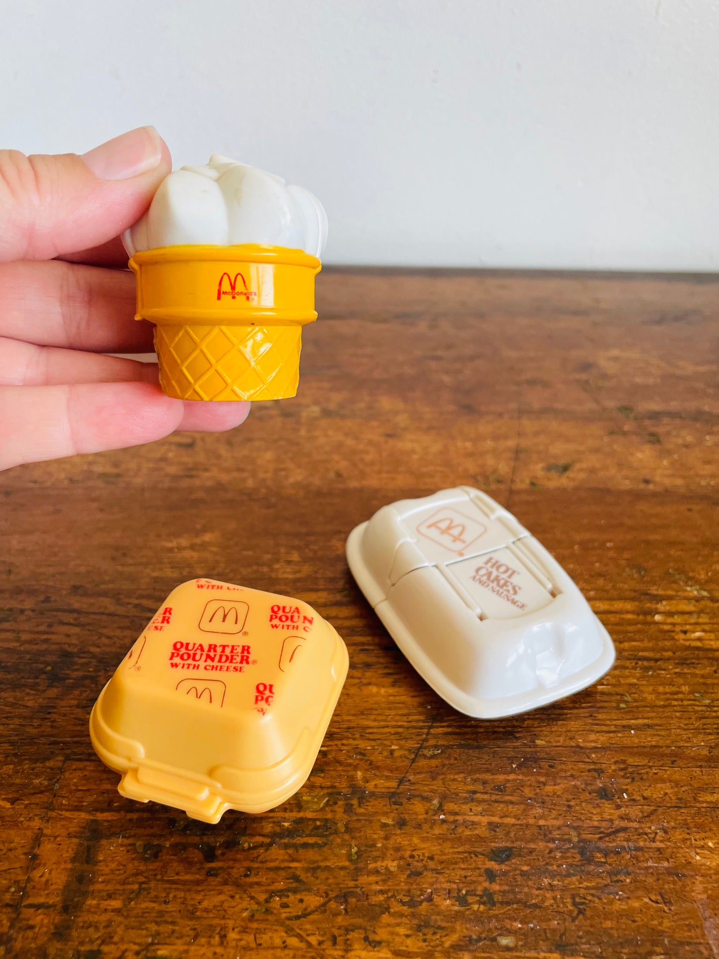 Vintage 1988 McDonald's Happy Meal Toy Bundle - Changeables Transformers - Hot Cakes & Sausage, Ice Cream & Quarter Pounder with Cheese - Set of 3