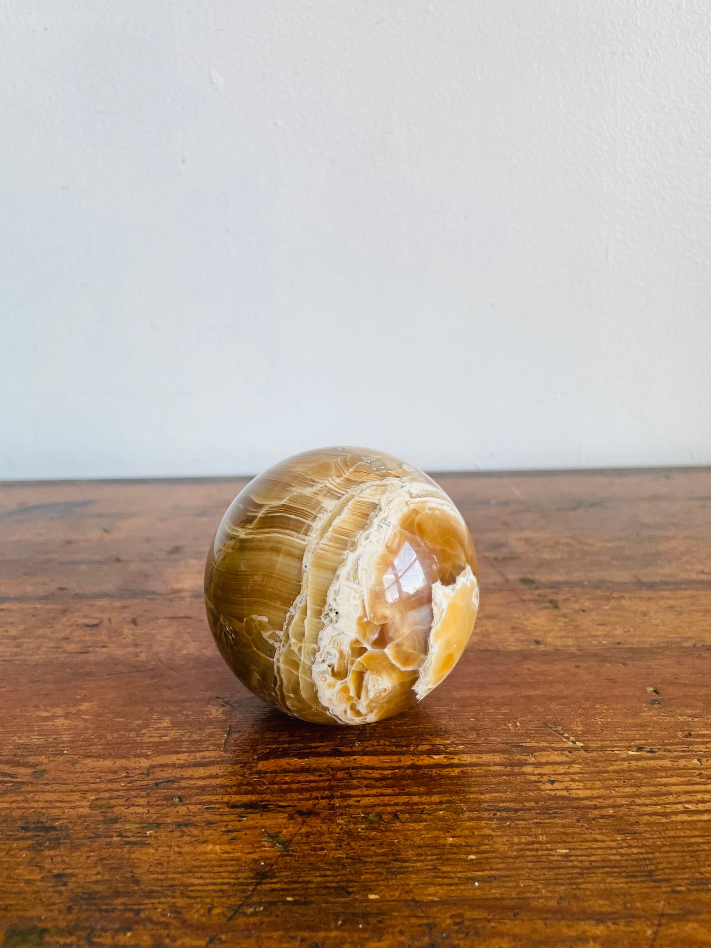 Vintage Genuine Italian Onyx Stone Sphere - Made in Italy