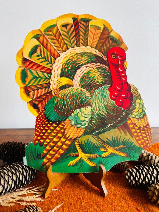 Vintage Thanksgiving Cardboard Cutout - Handsome Turkey # 2