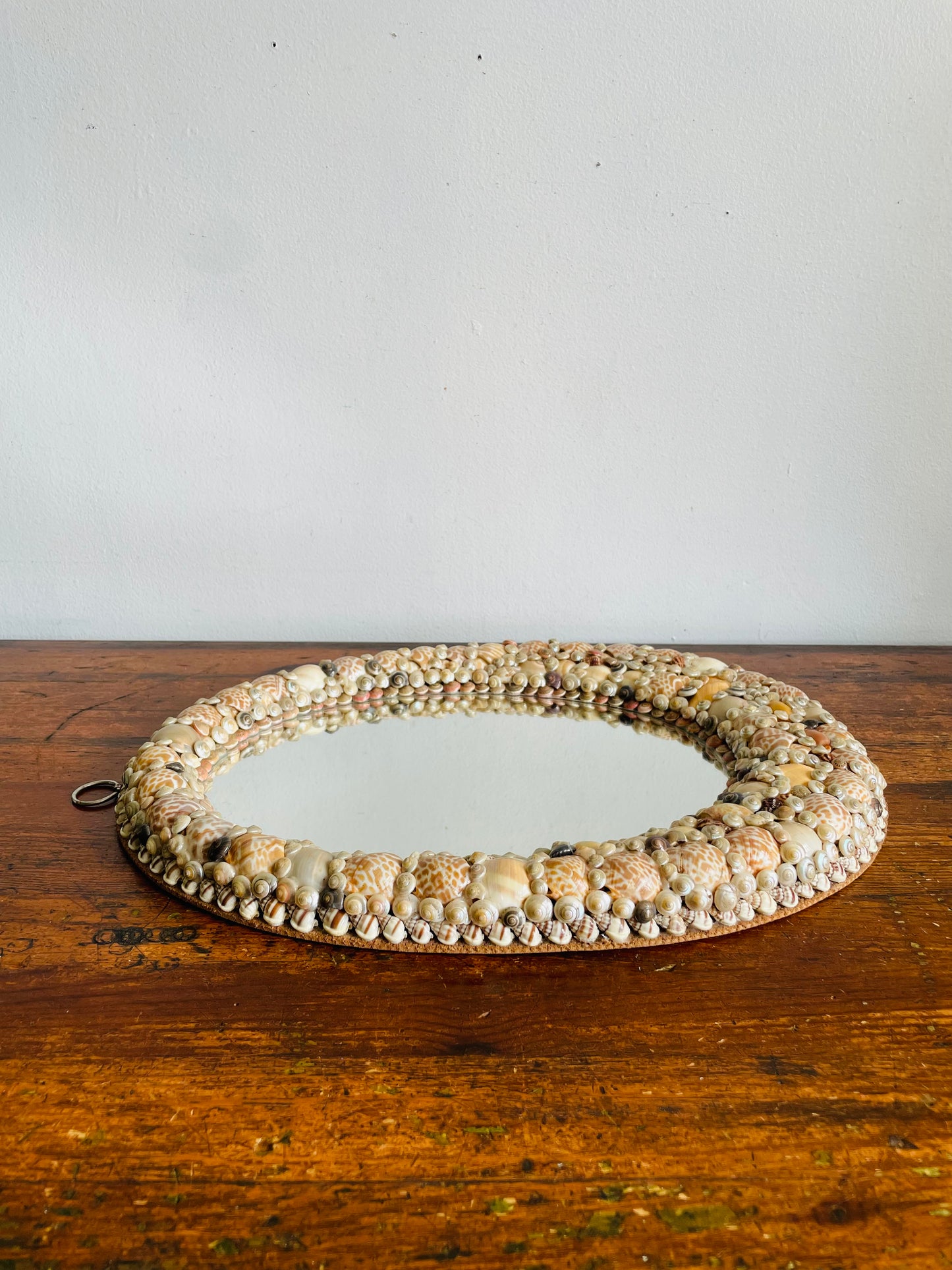 Vintage Handmade Oval Seashell Mirror - No Shipping