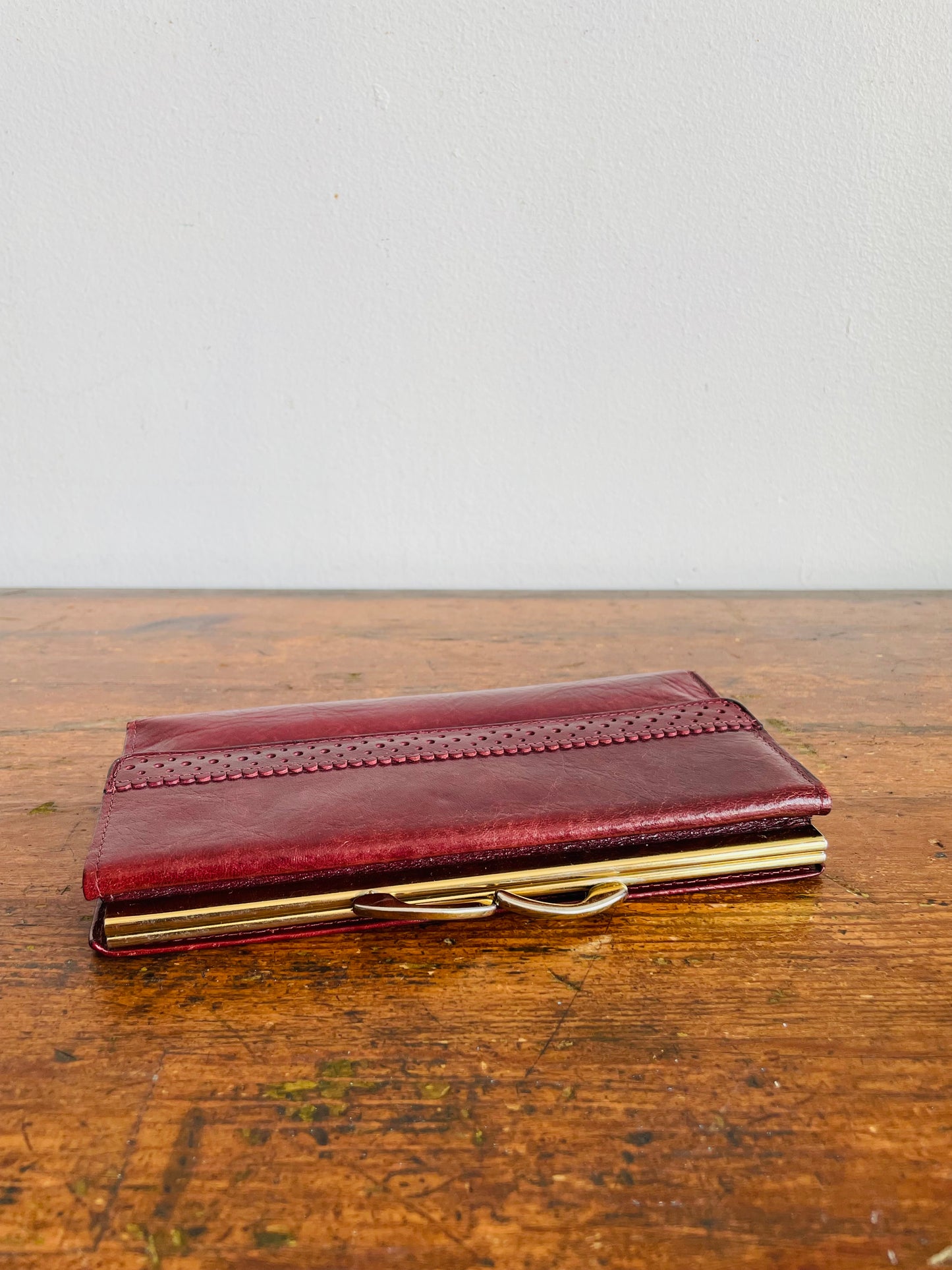 Vintage Renwick Made in Canada Wallet - Italian Leather - Burgundy Brown with Gold Hardware