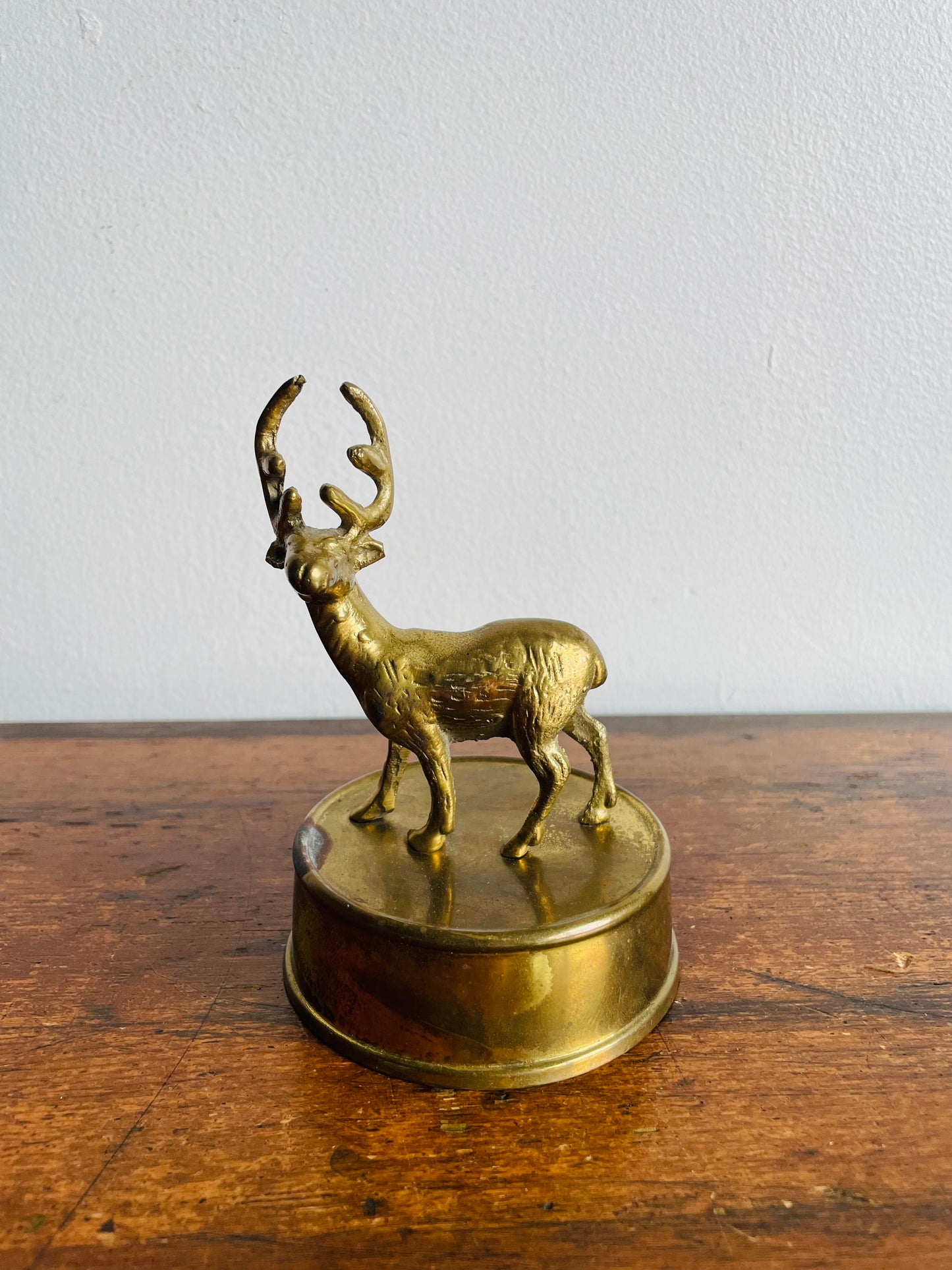 Solid Brass Reindeer on Pedestal