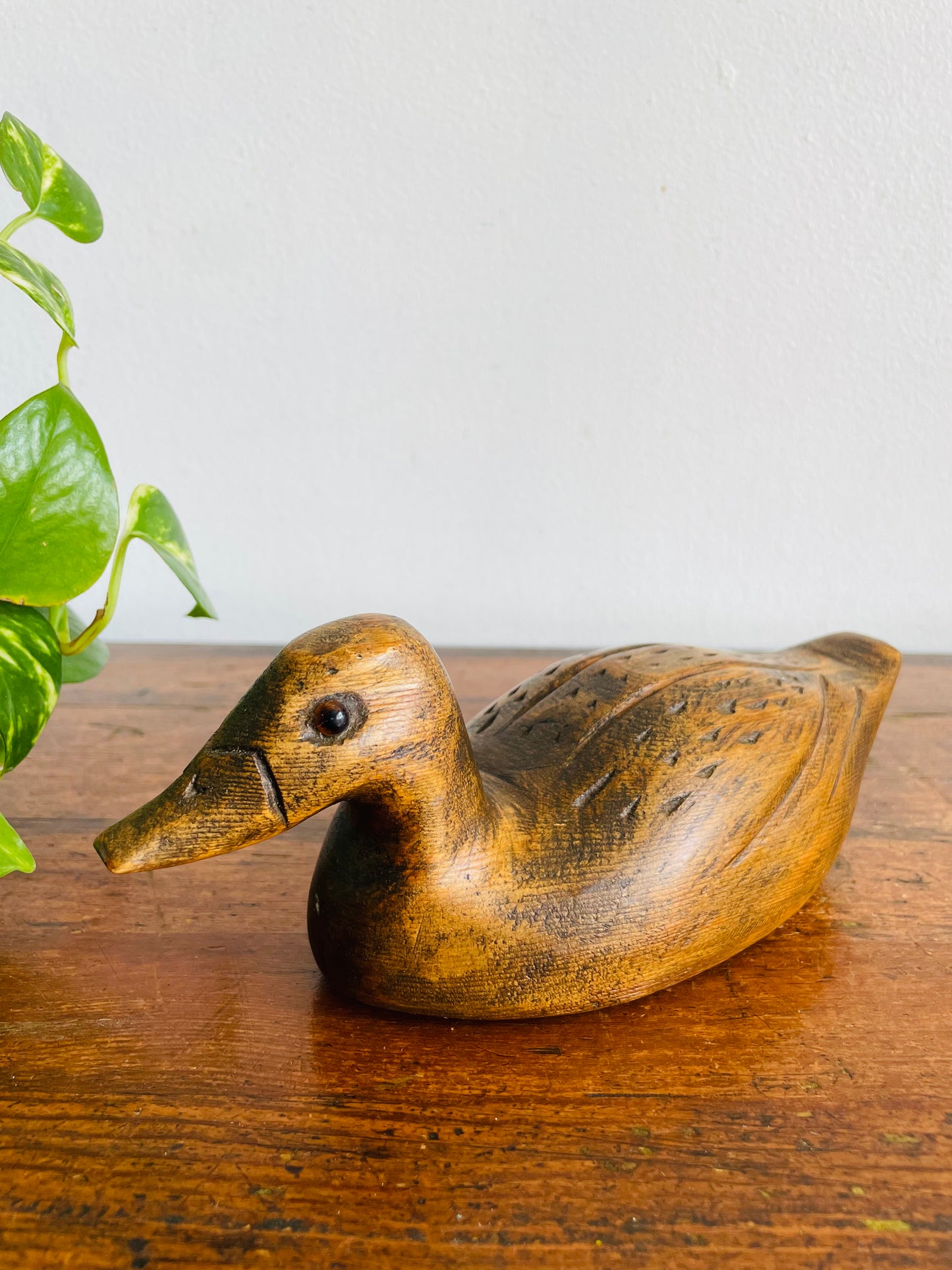 Vintage 1989 Wood Duck Decoy Bird Figurine - Artist Signed