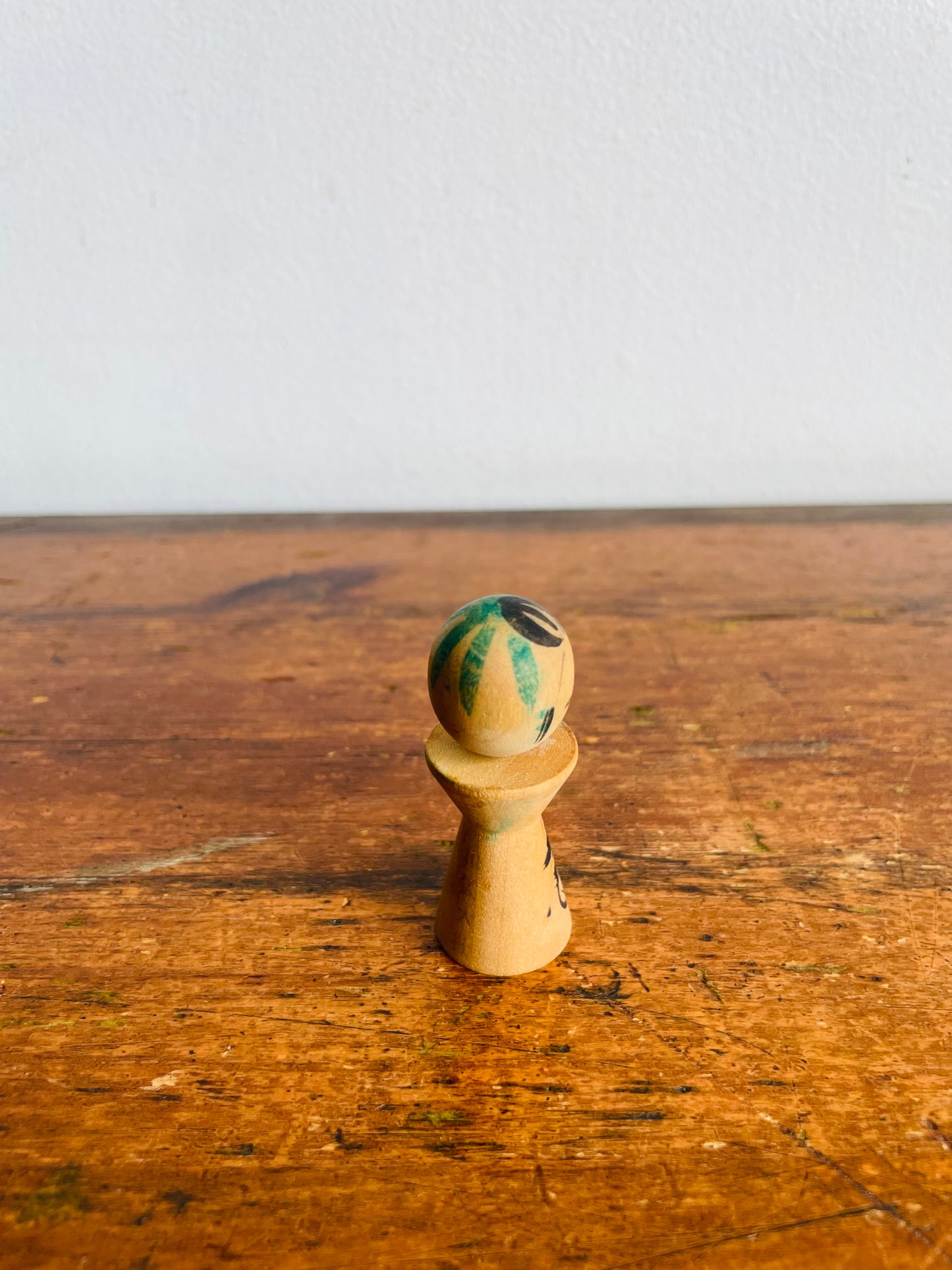 Vintage 2.25" Tall Japanese Wooden Kokeshi Doll - Miniature Baby Child Size
