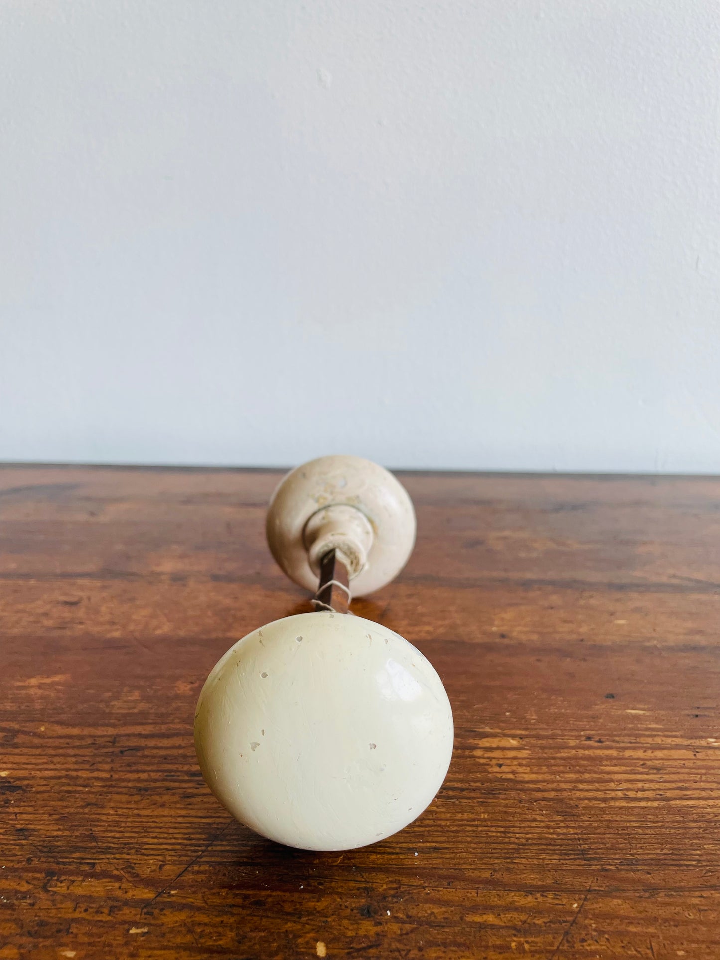 White Porcelain Door Knob Set with Connecting Spindle Shaft #2
