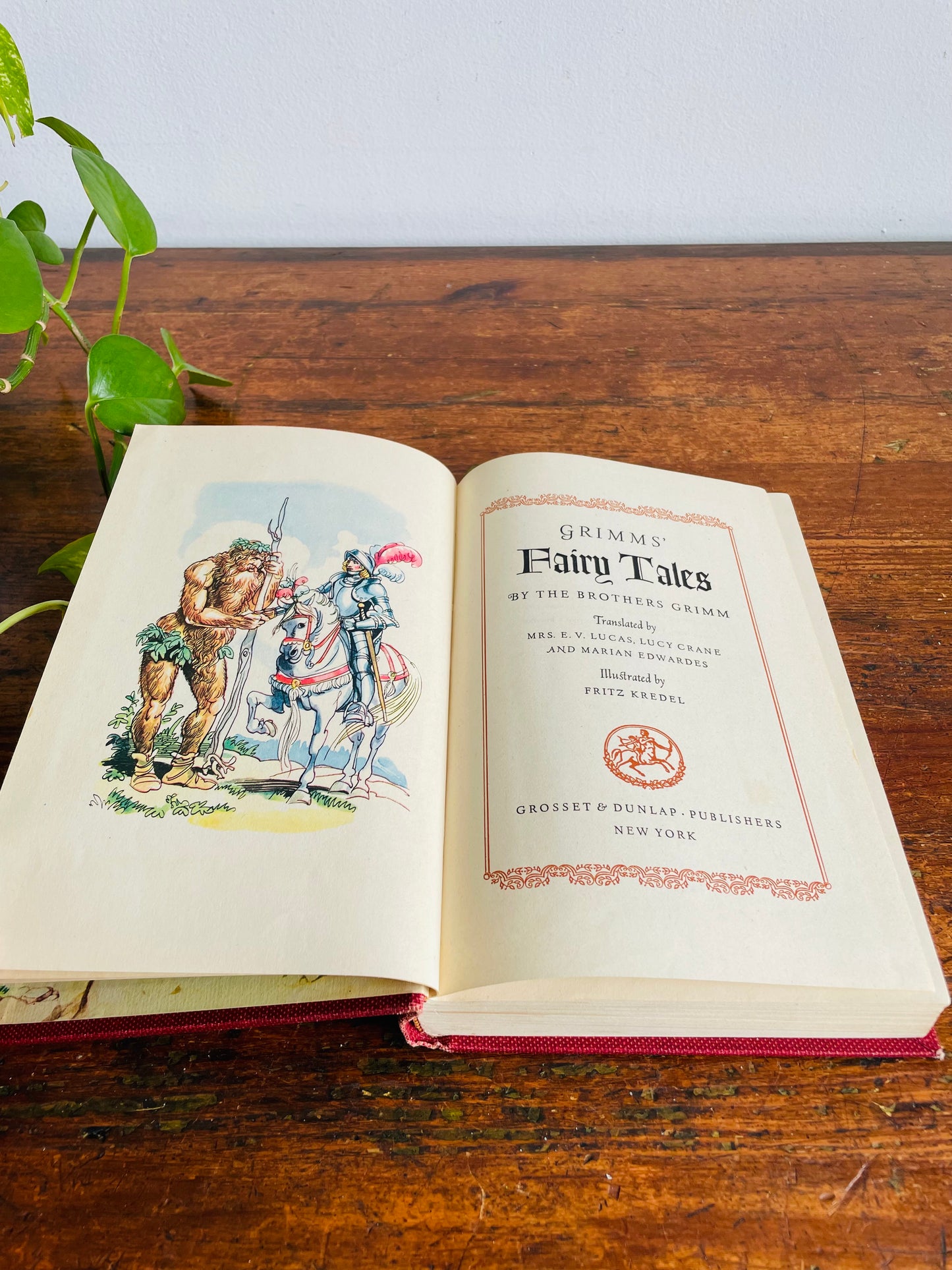 Vintage Grimms' Fairy Tales Hardcover Book in Cardboard Sleeve Holder - Illustrated by Fritz Kredel (1945)