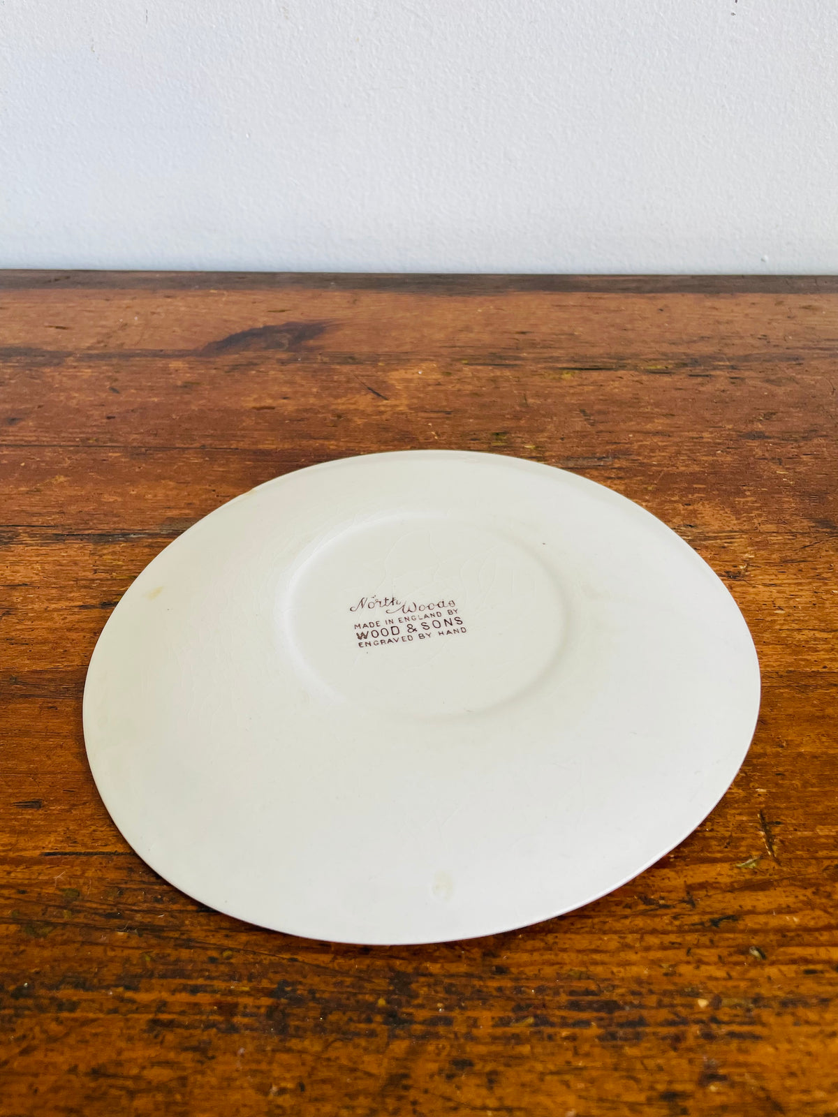 Vintage Wood & Sons "North Woods" Pattern Plate with Pinecone Design - Engraved by Hand - Made in England