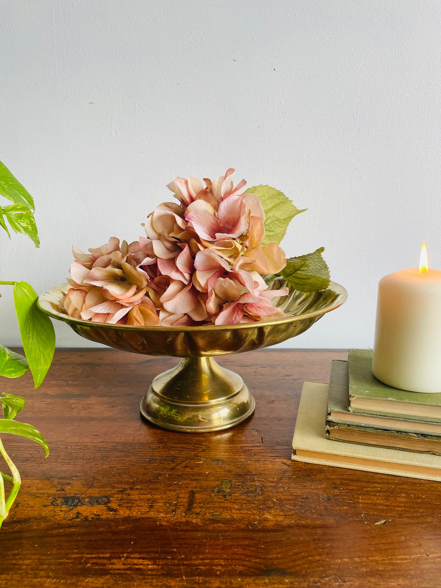 Solid & Heavy Large Brass Pedestal Bowl - Base is Weighted Down with Sand - Great Centrepiece, Fruit Dish, or Catchall!