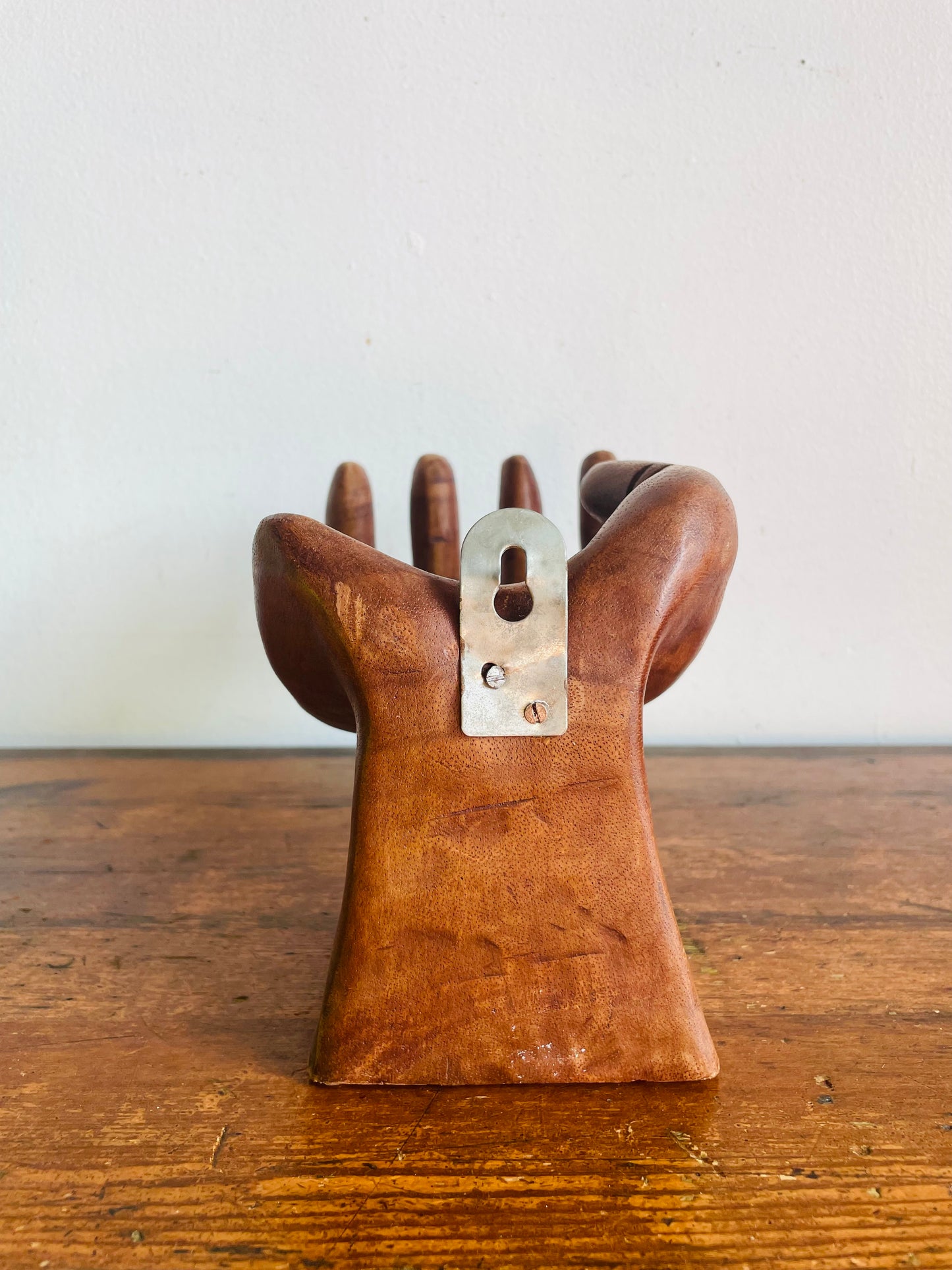 Vintage Large Carved Wood Right Hand - Can Stand or Hang on Wall - Fingers Curve to Hold Objects - Air Plant, Toilet Paper Roll, Business Cards, Etc.