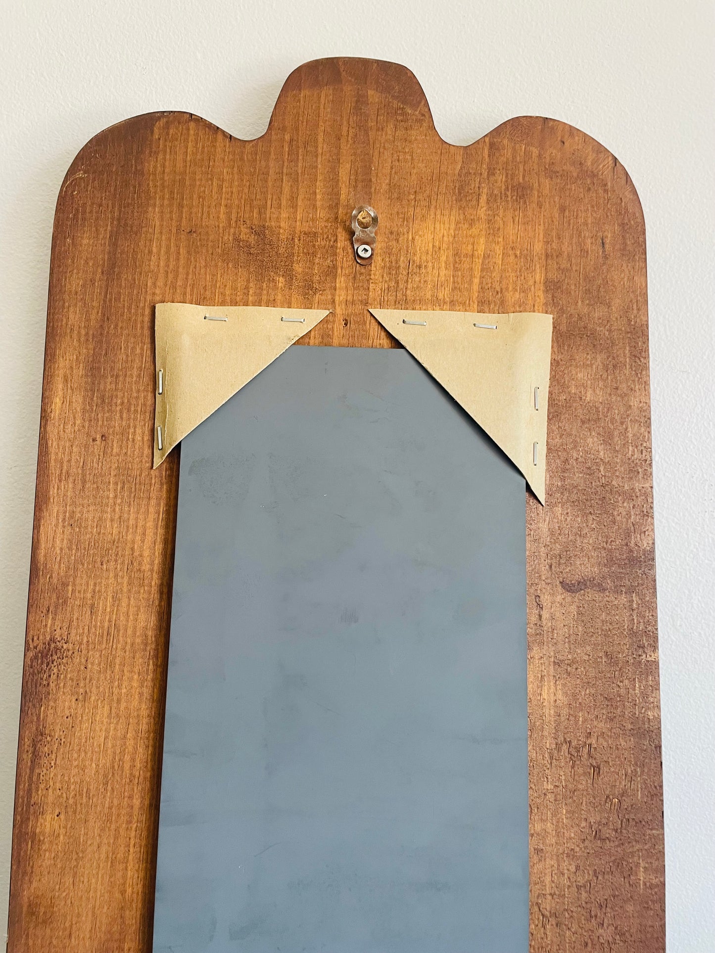 Vintage Organic Wavy Shaped Wood Mirror with Two Shelf Ledges - 3.5 Feet Long - No Shipping