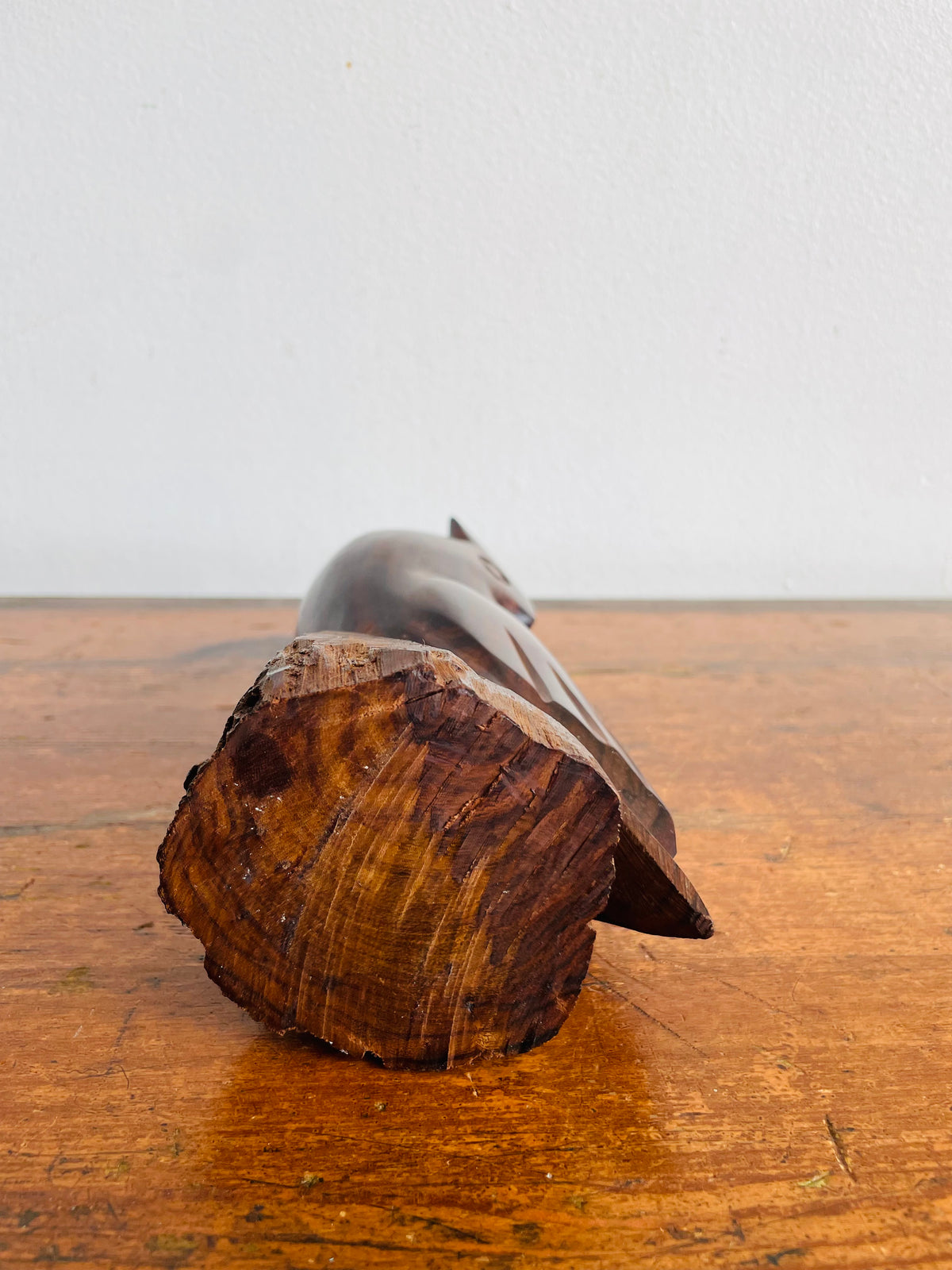 Vintage Hand-Carved Ironwood Owl Statue Figurine