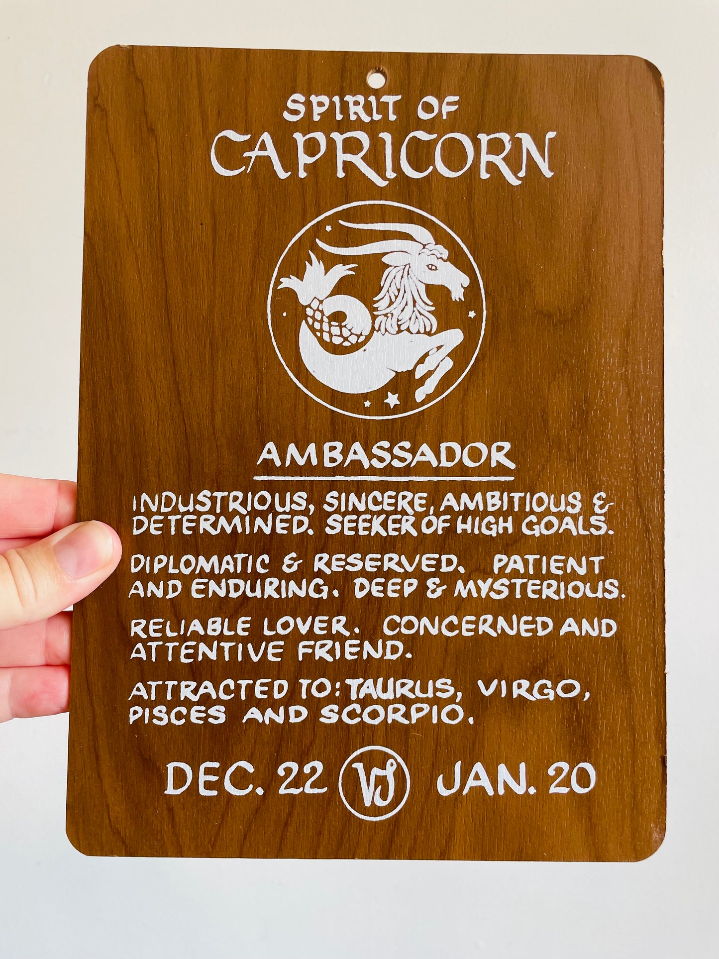 Spirit of Capricorn Zodiac Astrology Wood Wall Hanging Picture Plaque