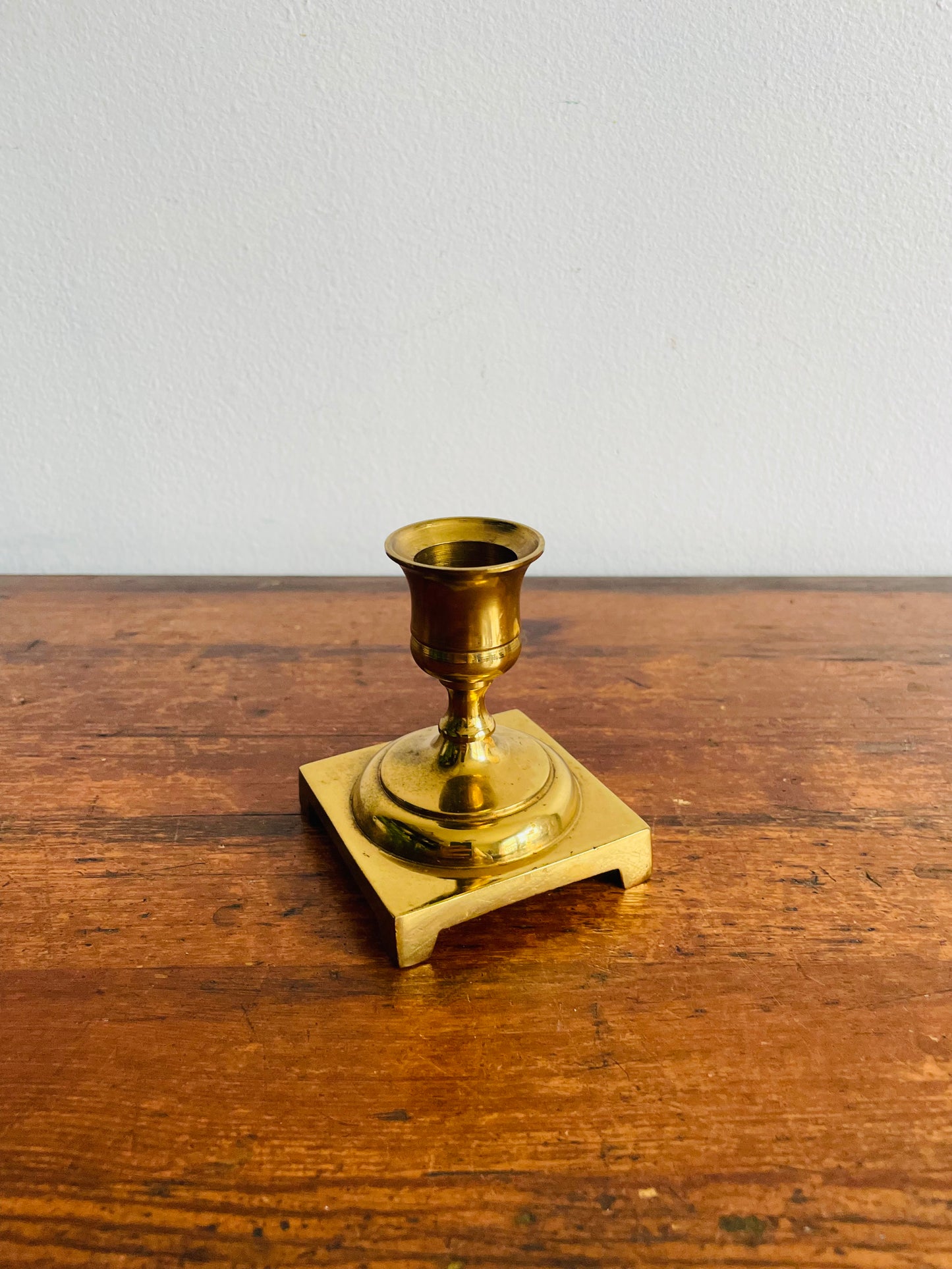 Solid Brass Square Base Candlestick Holder