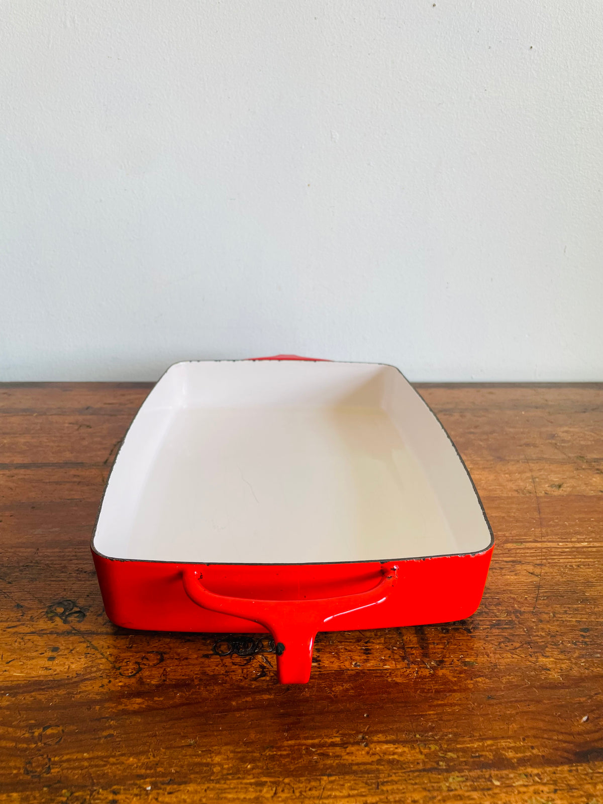 Vintage 1960s Dansk France IHQ Kobenstyle Red Enamelware Casserole / Lasagne Baking Dish - Designed by Jens H. Quistgaard