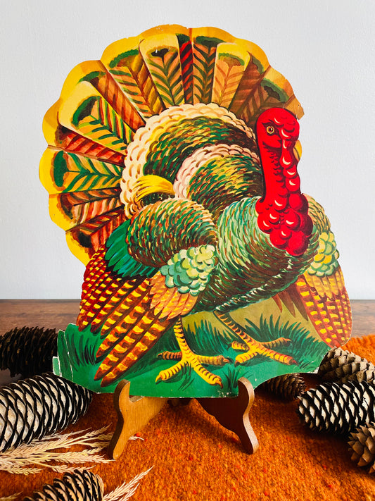 Vintage Thanksgiving Cardboard Cutout - Handsome Turkey # 1