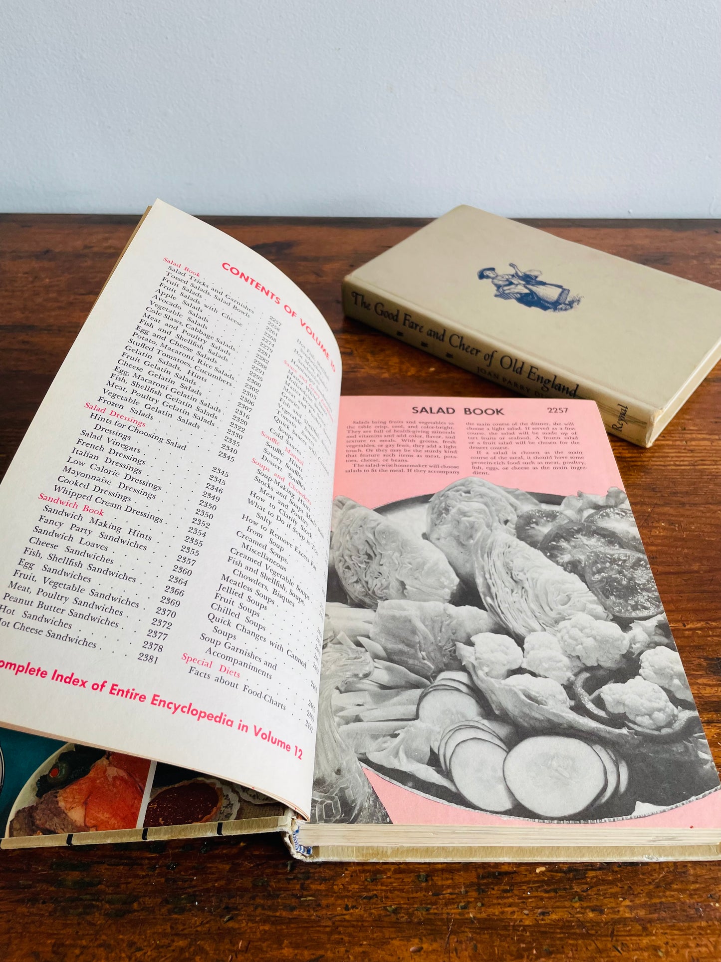 Hardcover Cookbook Bundle - The Good Fare and Cheer of Old England (1960) & Mary Margaret McBride Encyclopedia of Cooking Volume 10 (1958)