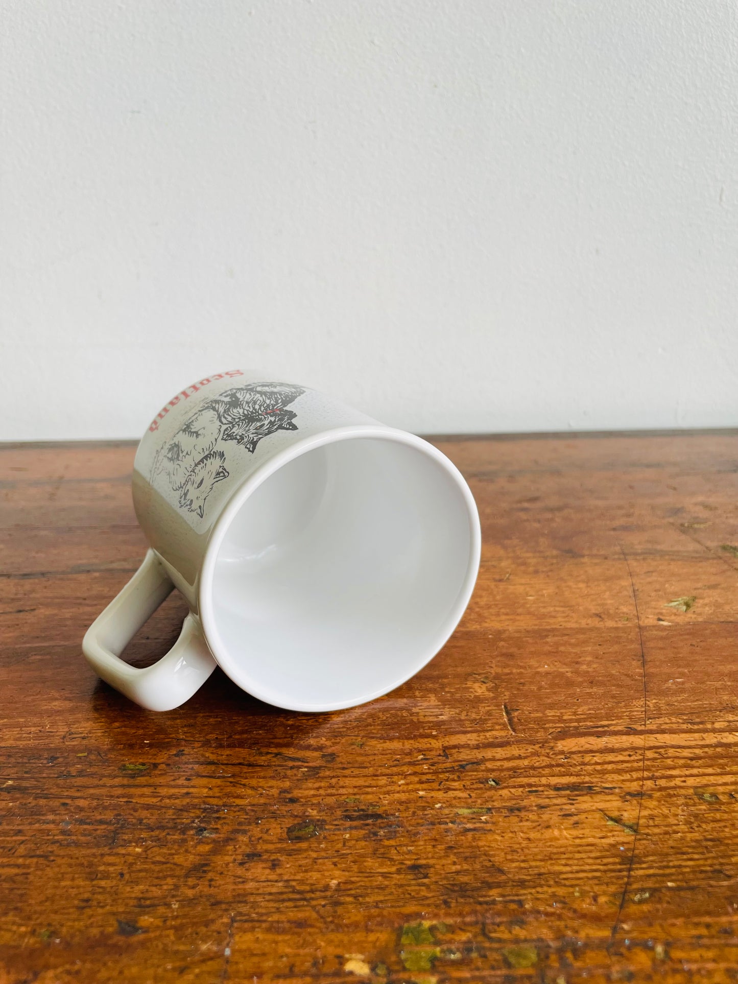 White Scotland Mug with Scottish Terrier Dogs - Tams Made in England