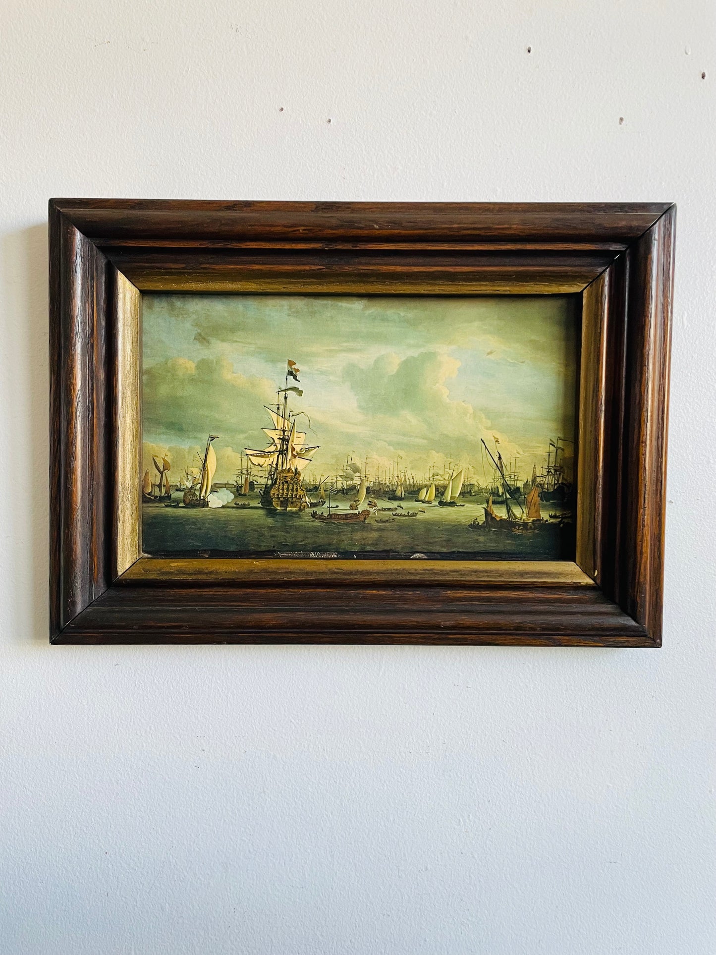 Vintage Framed Reproduction Print Picture by Dutch Artist Willem van de Velde the Younger -  De Gouden Leeuw (The Golden Lion) - Rijksmuseum Amsterdam