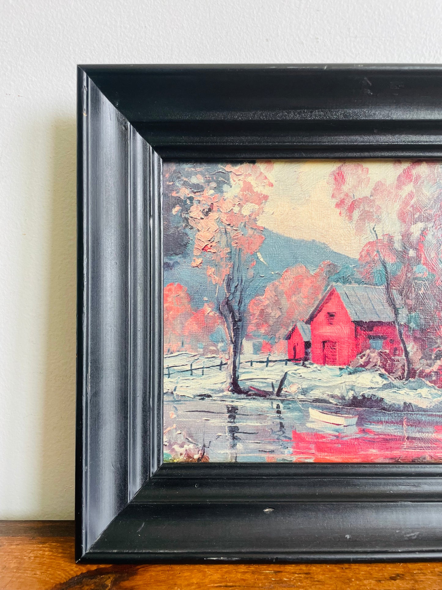 Autumn Reflections by Phillip Shumaker Framed Red Barn on River Print Picture