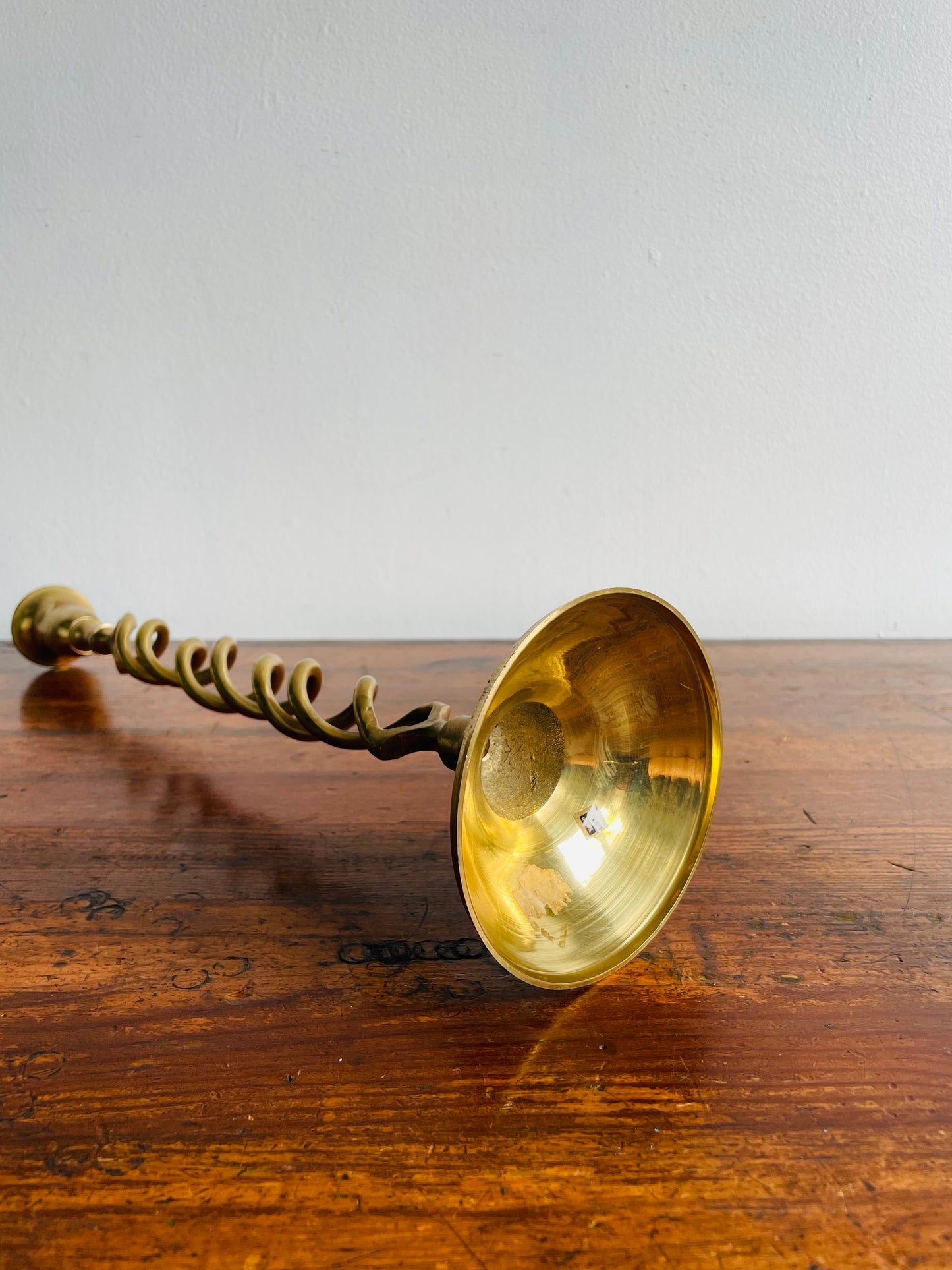 Tall Brass Spiral 15.25" Candle Holder