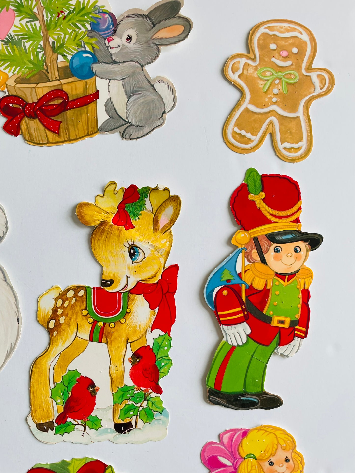 Vintage Collection of Small Christmas Cardboard Cutouts - Set of 12 - Eureka Christmas Punch-Outs