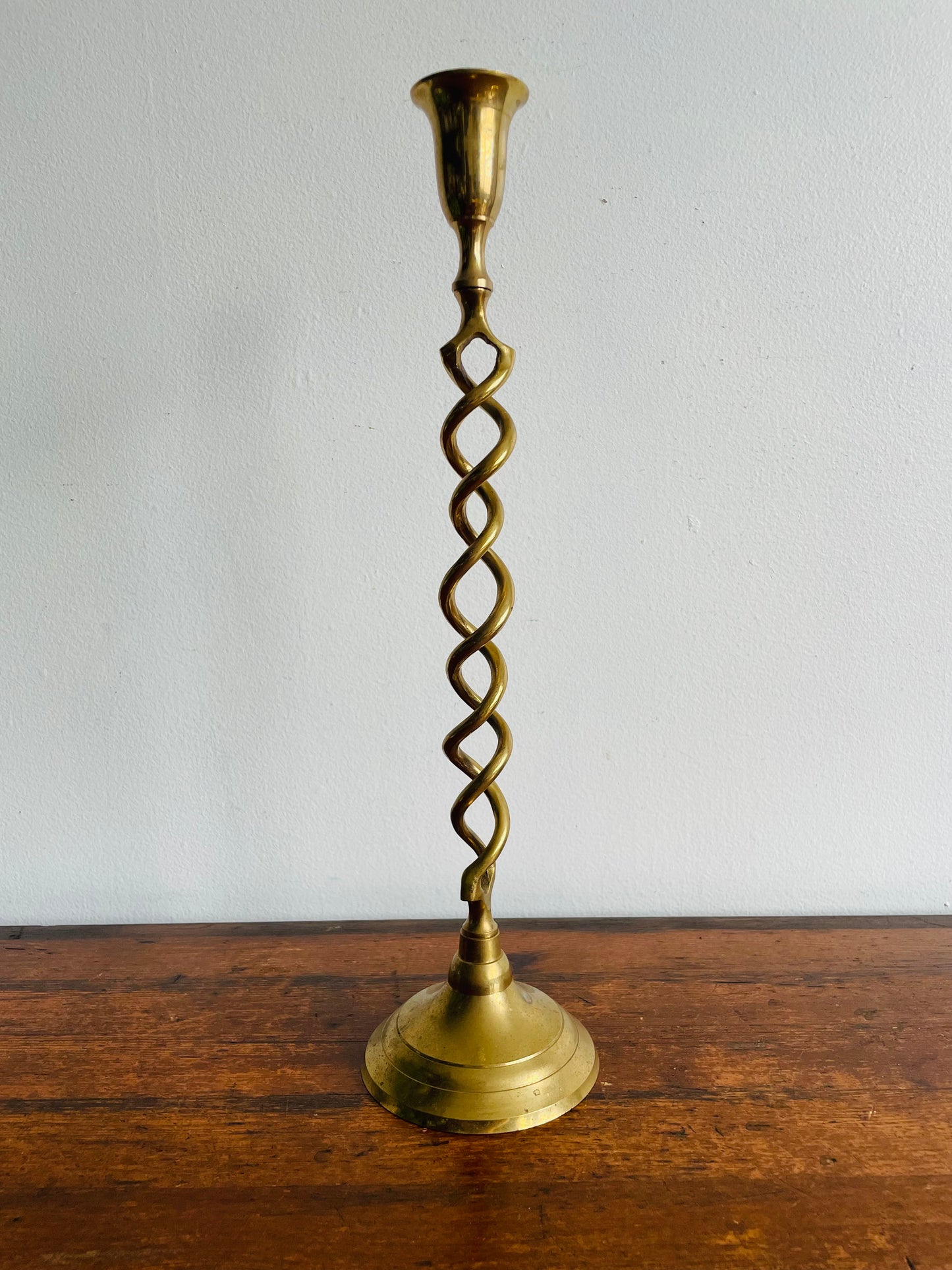 Tall Brass Spiral 15.25" Candle Holder