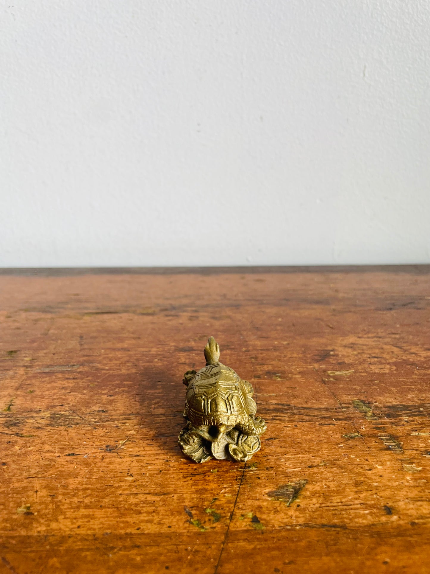 Miniature Gold Brass Metal Turtle Tortoise Figurine
