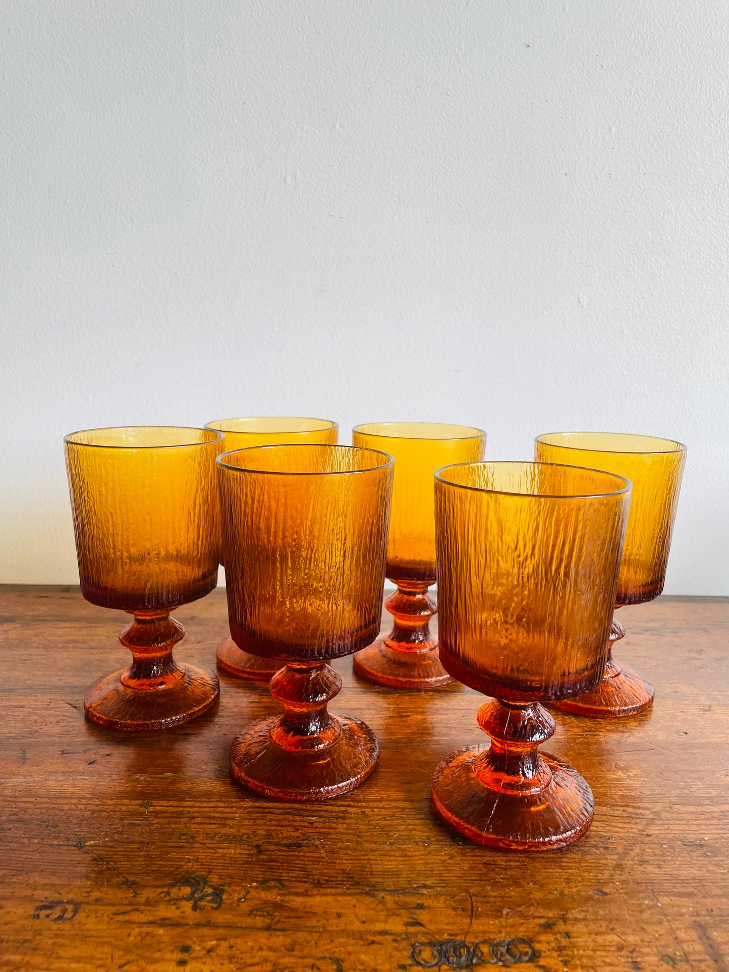 Ravenhead Siesta Amber Glass 5.5" Goblets - Set of 6