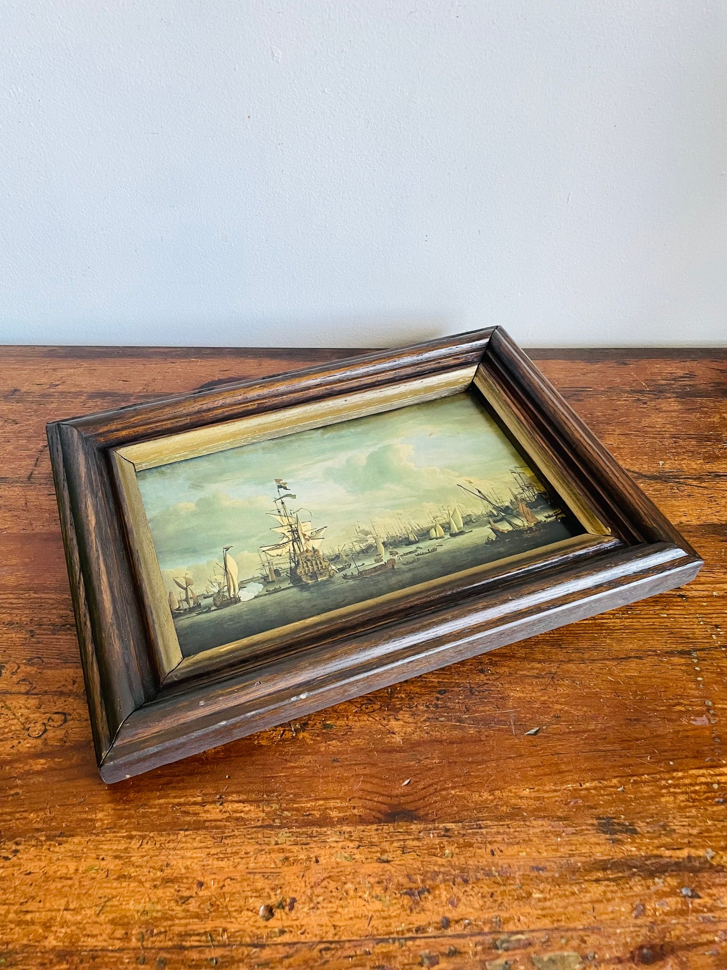 Vintage Framed Reproduction Print Picture by Dutch Artist Willem van de Velde the Younger -  De Gouden Leeuw (The Golden Lion) - Rijksmuseum Amsterdam