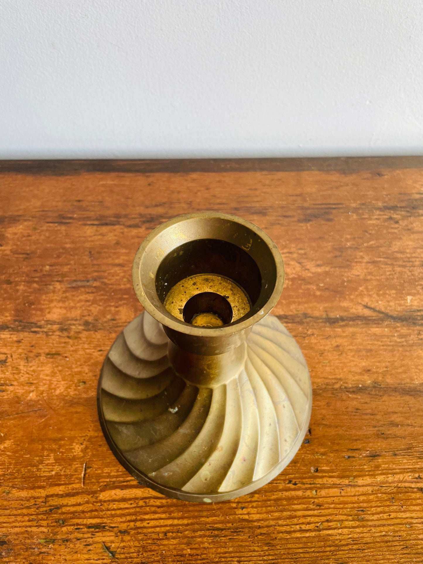 Brass Candle Holder with Beautiful Swirled Base Design - Made in India