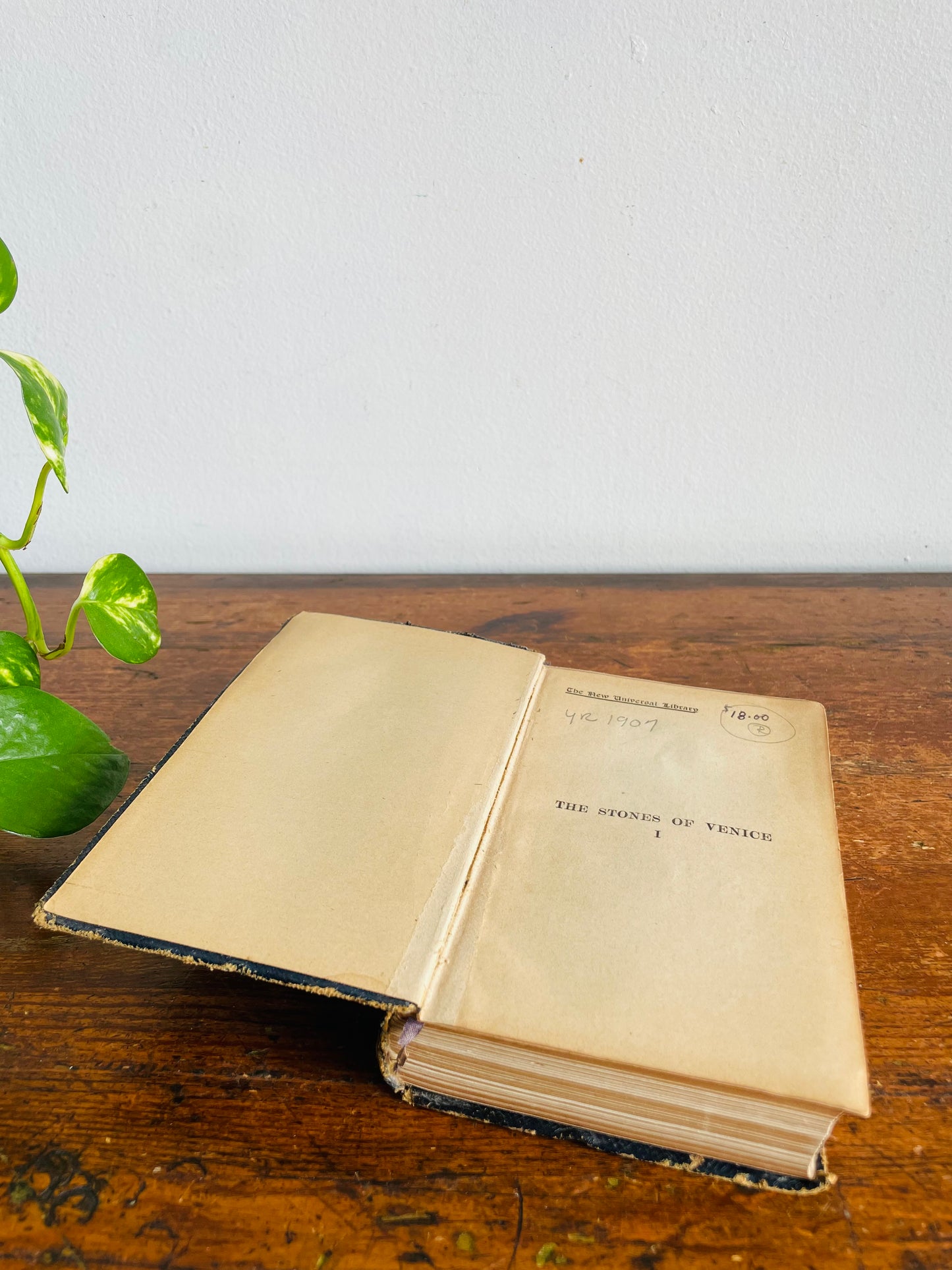 Antique The Stones of Venice: Volume 1 Hardcover Book by John Ruskin (1907) - Illustrated History of Architecture - Byzantine, Gothic & Renaissance
