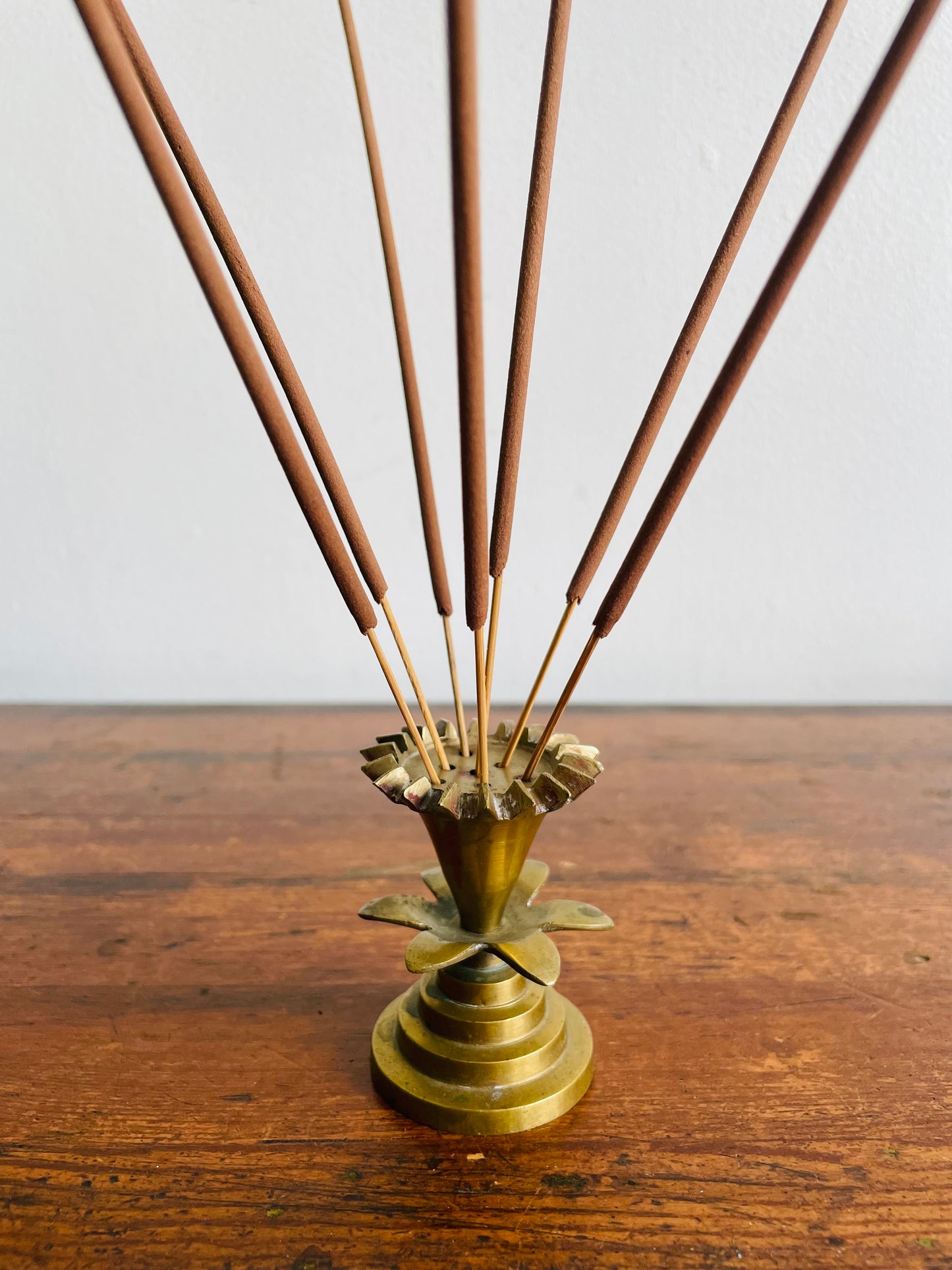 Brass Pedestal Flower Incense Burner