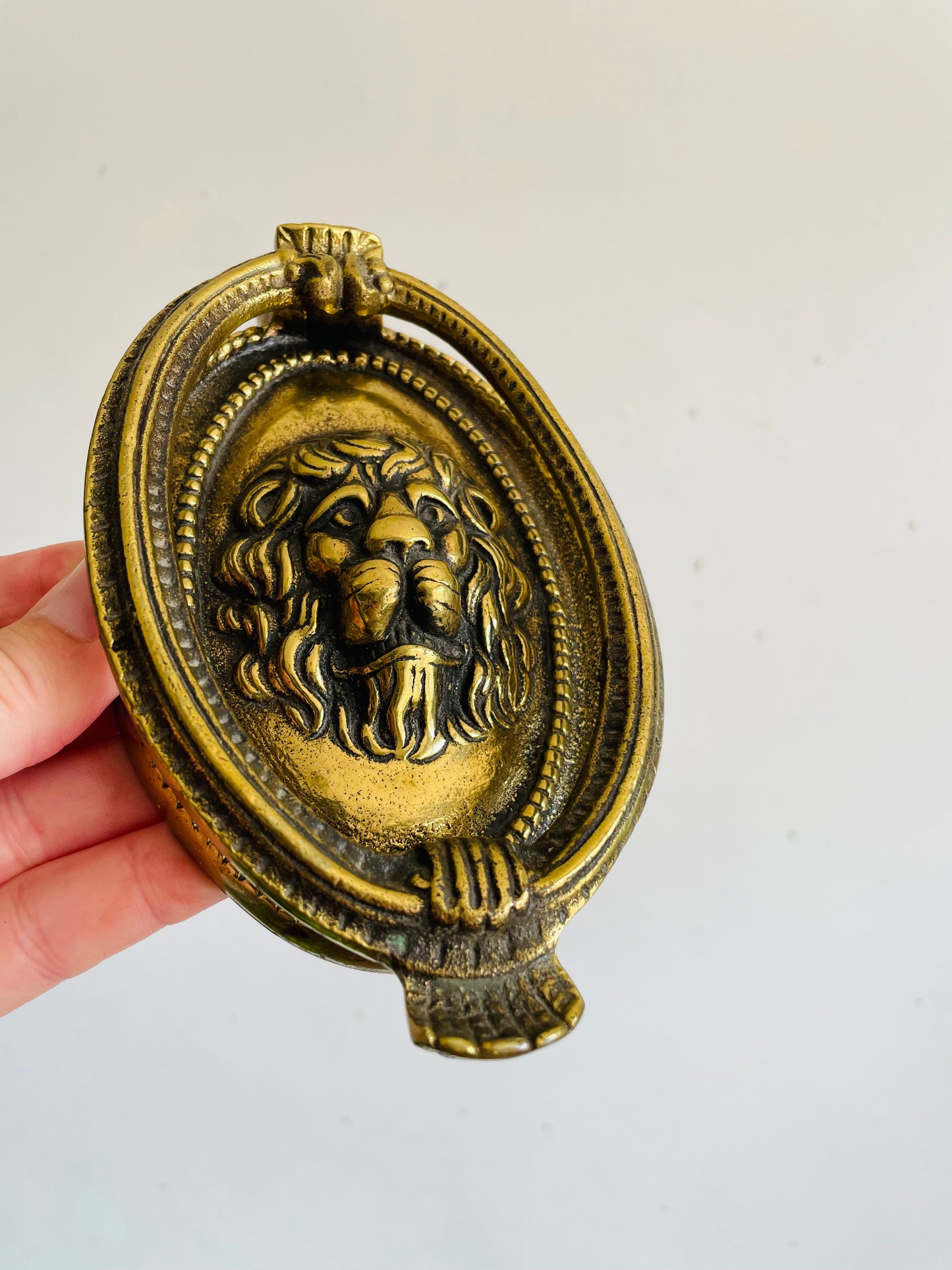 Vintage Solid Brass Lion Head Door Knocker (From 1928?)