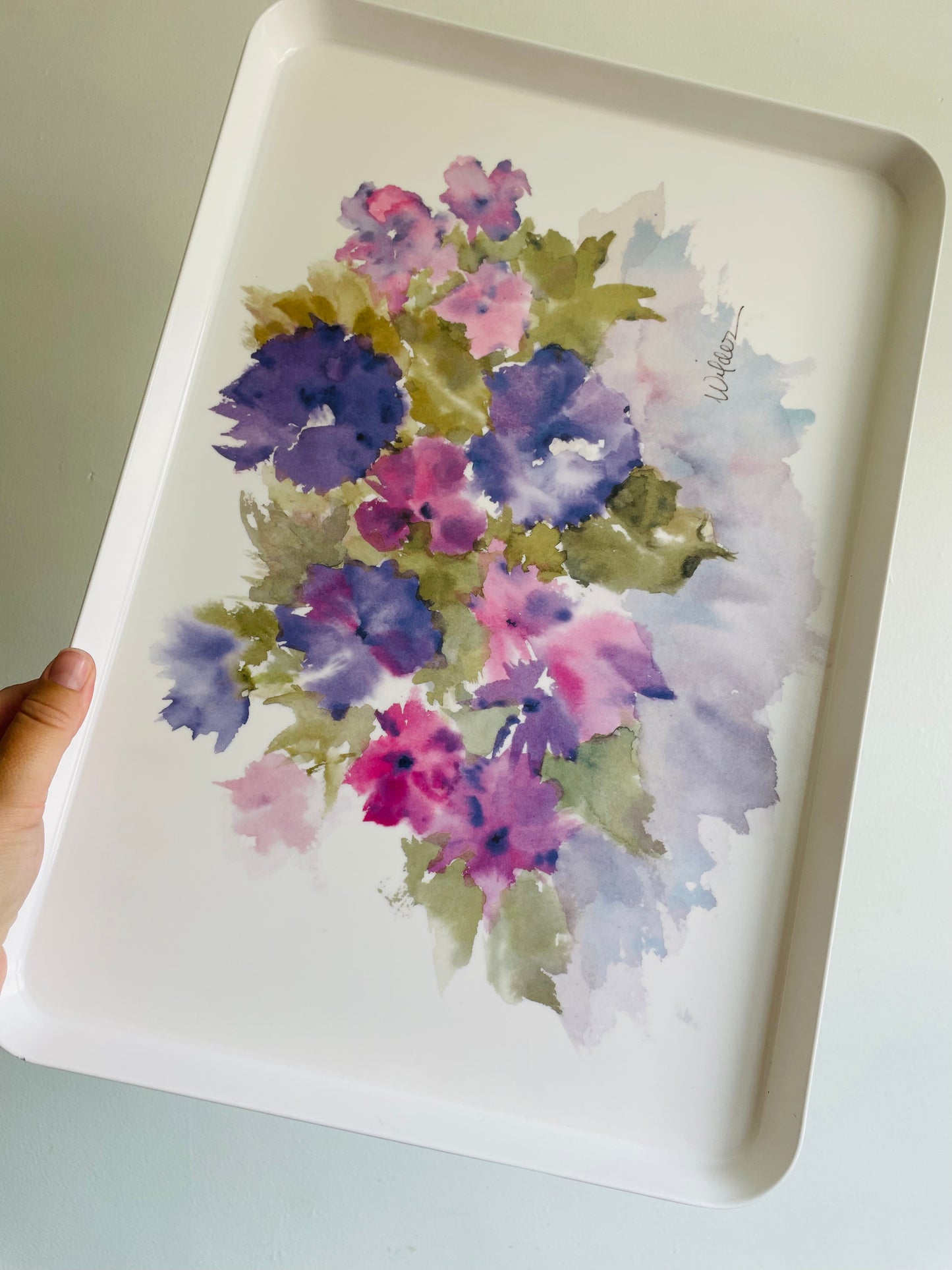Melplus by R2S Melamine Decorative or Serving Tray with Watercolour Flower Design - Made in Italy #1