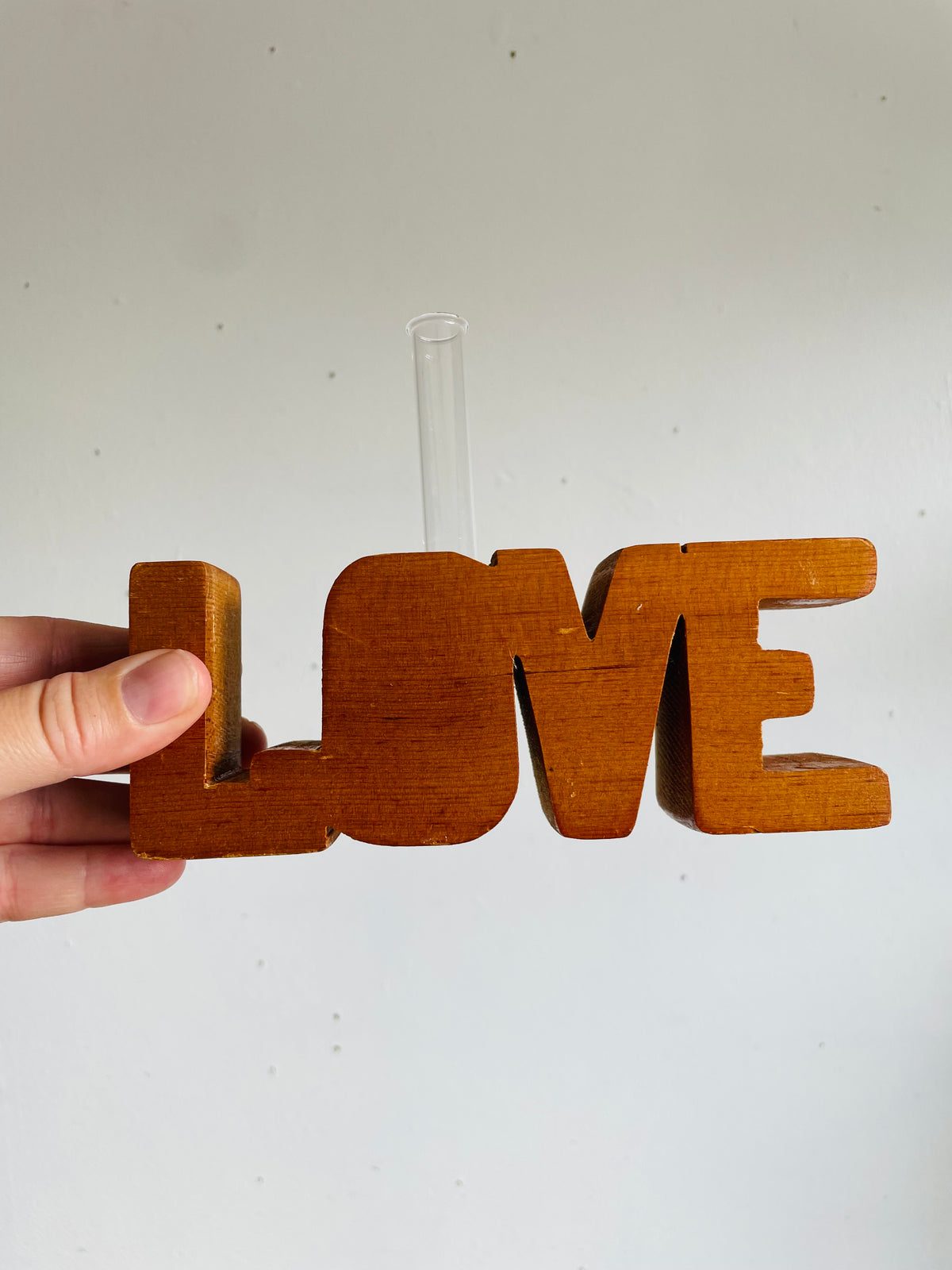Vintage Carved Wood LOVE Propagation Station Bud Vase - Brant Florist Burlington, ON