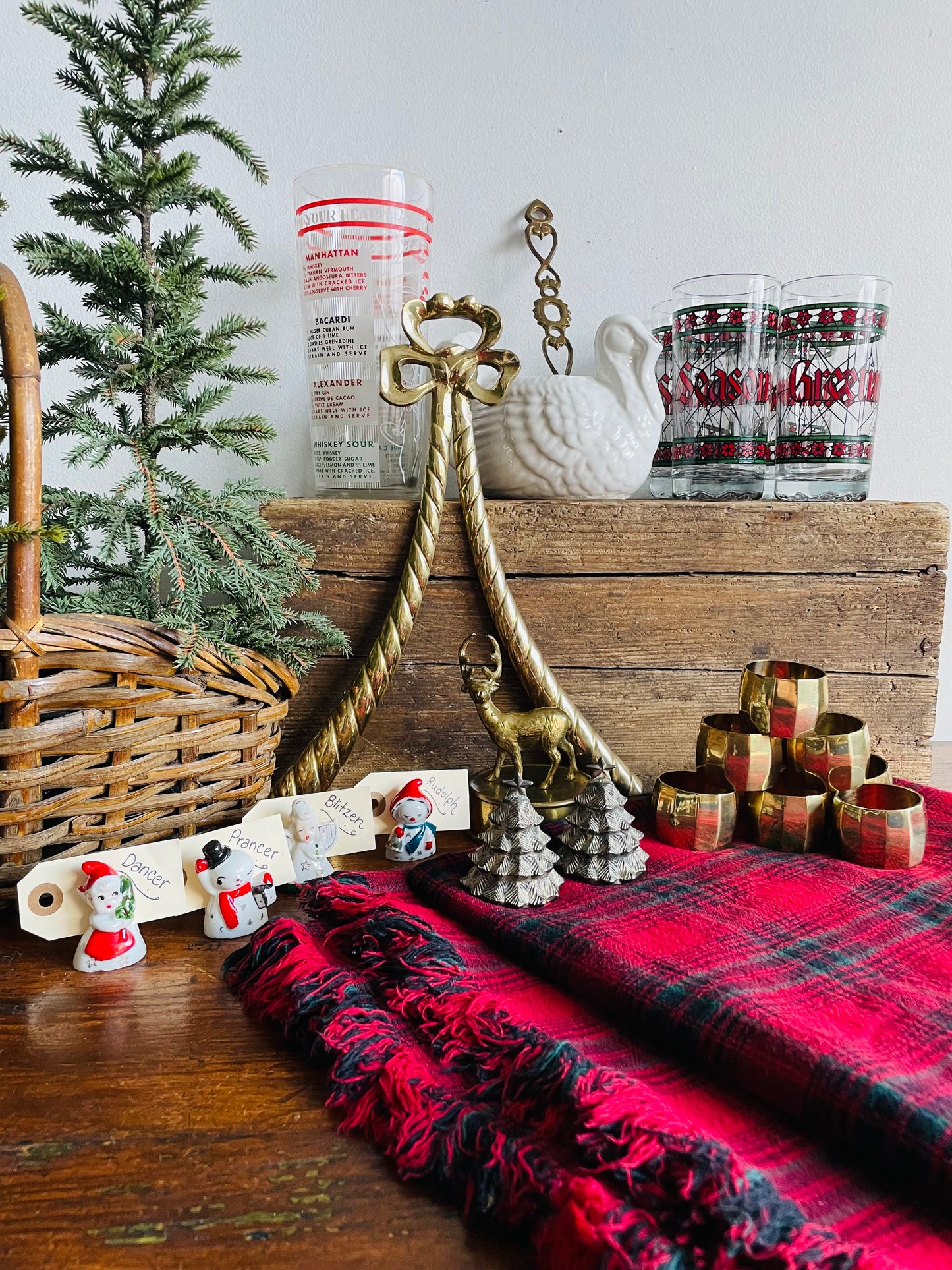 Solid Brass Reindeer on Pedestal