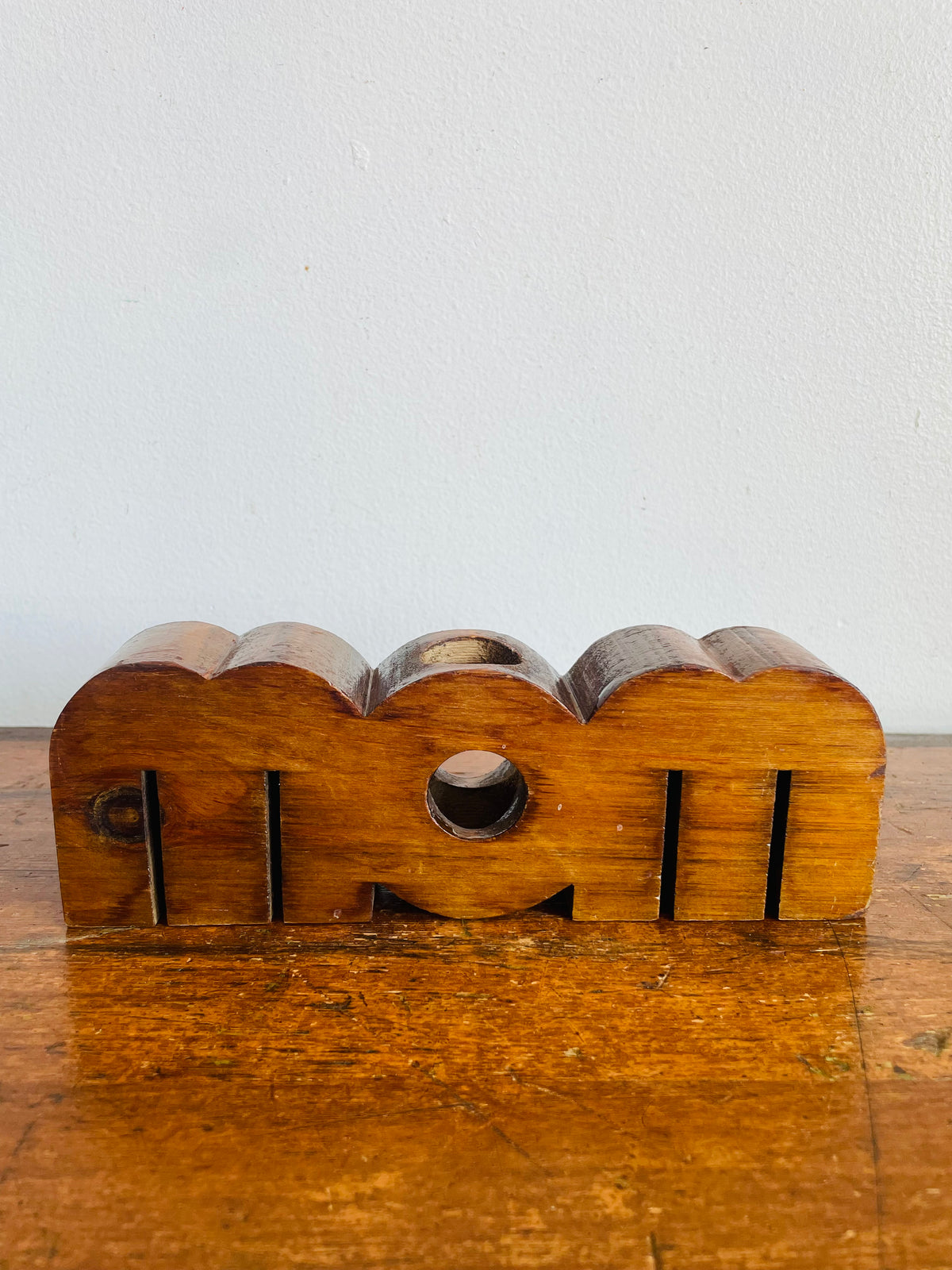 Vintage Carved Wood MOM Propagation Station Bud Vase - Handmade in Canada