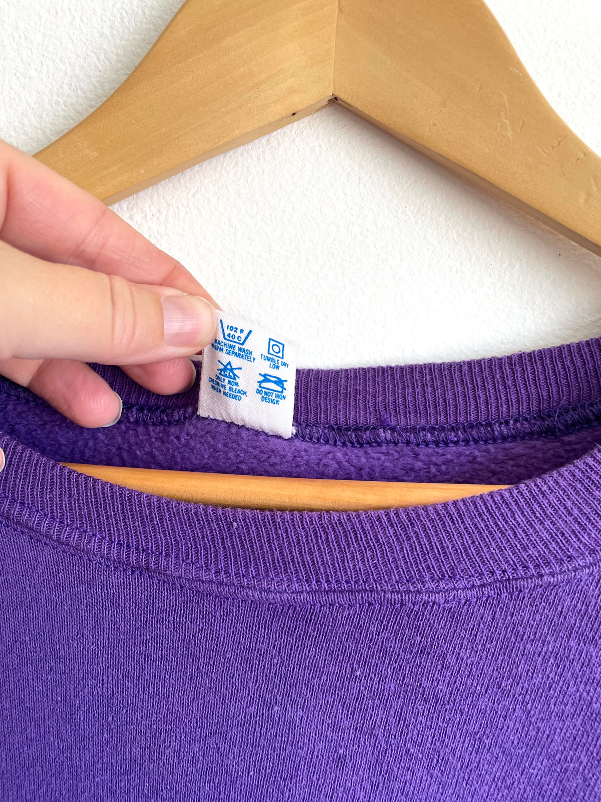 Vintage 1980s Northwestern University Champion Brand Purple Crewneck Sweatshirt with White Velvet Raised Logo - Evanston Illinois - Size XL - Made in USA