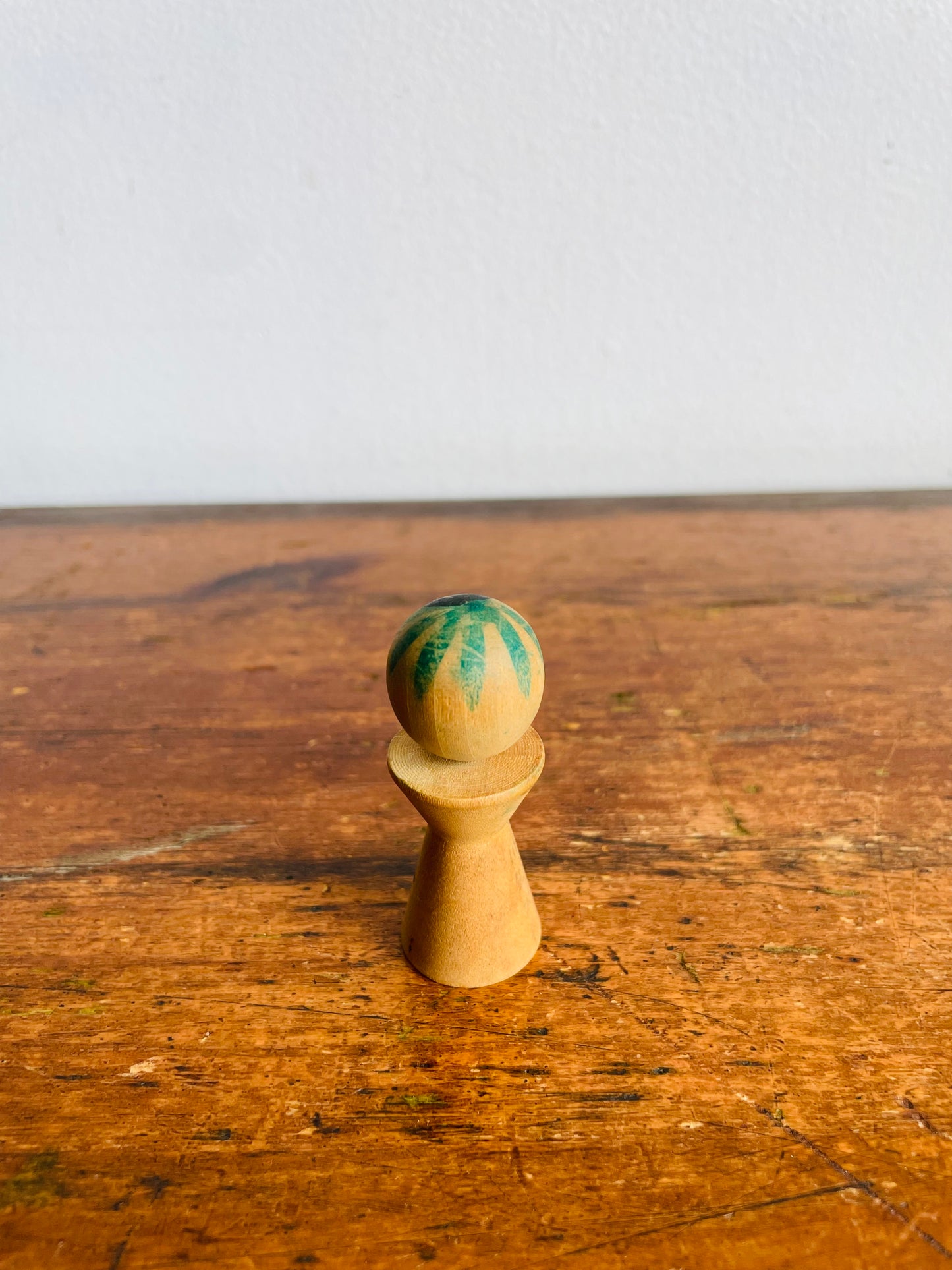 Vintage 2.25" Tall Japanese Wooden Kokeshi Doll - Miniature Baby Child Size