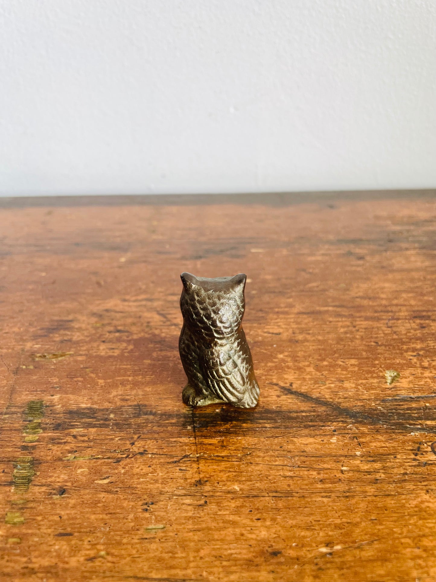 Vintage Adorable Miniature Solid Brass Owl Figurine