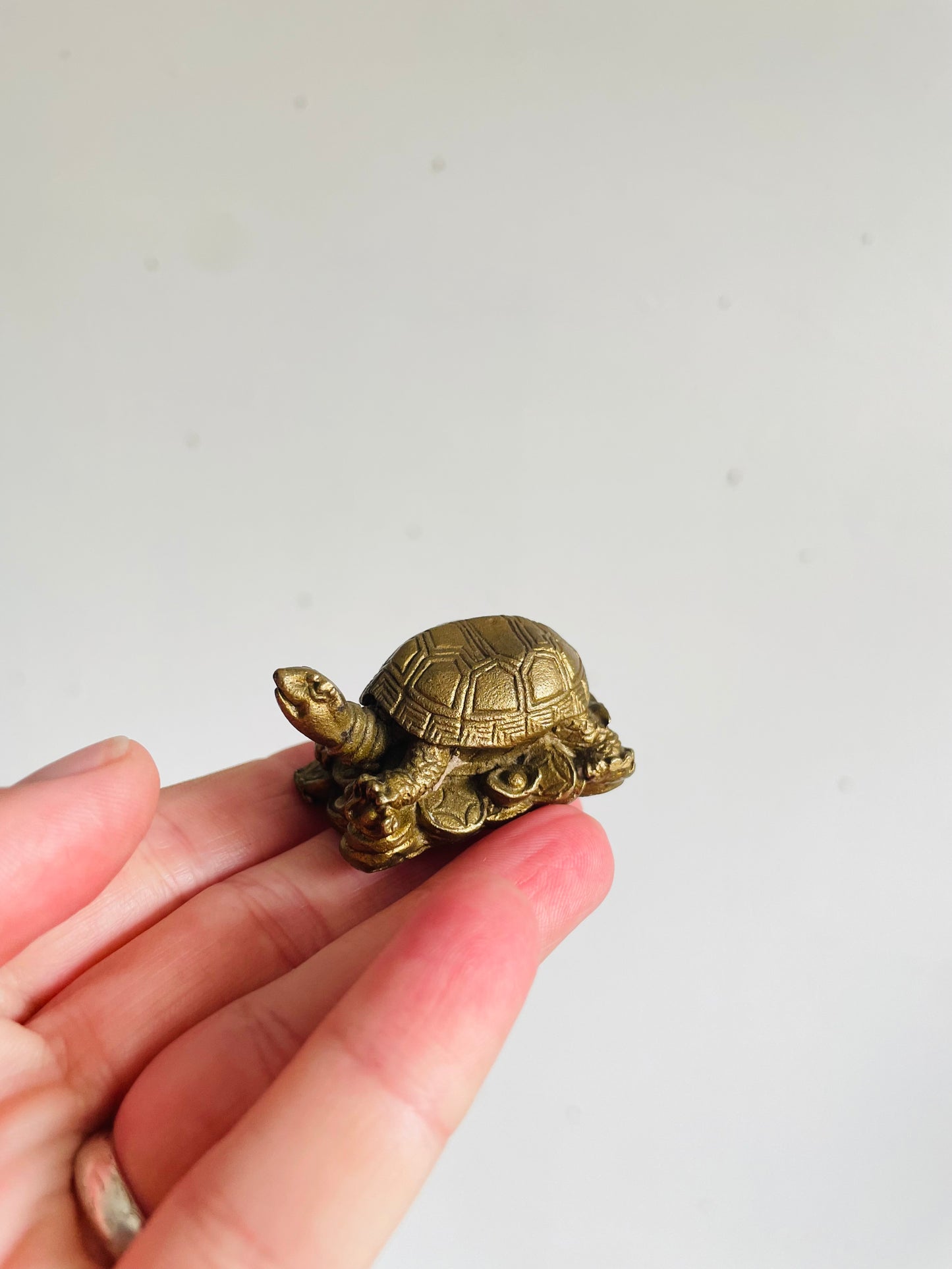 Miniature Gold Brass Metal Turtle Tortoise Figurine
