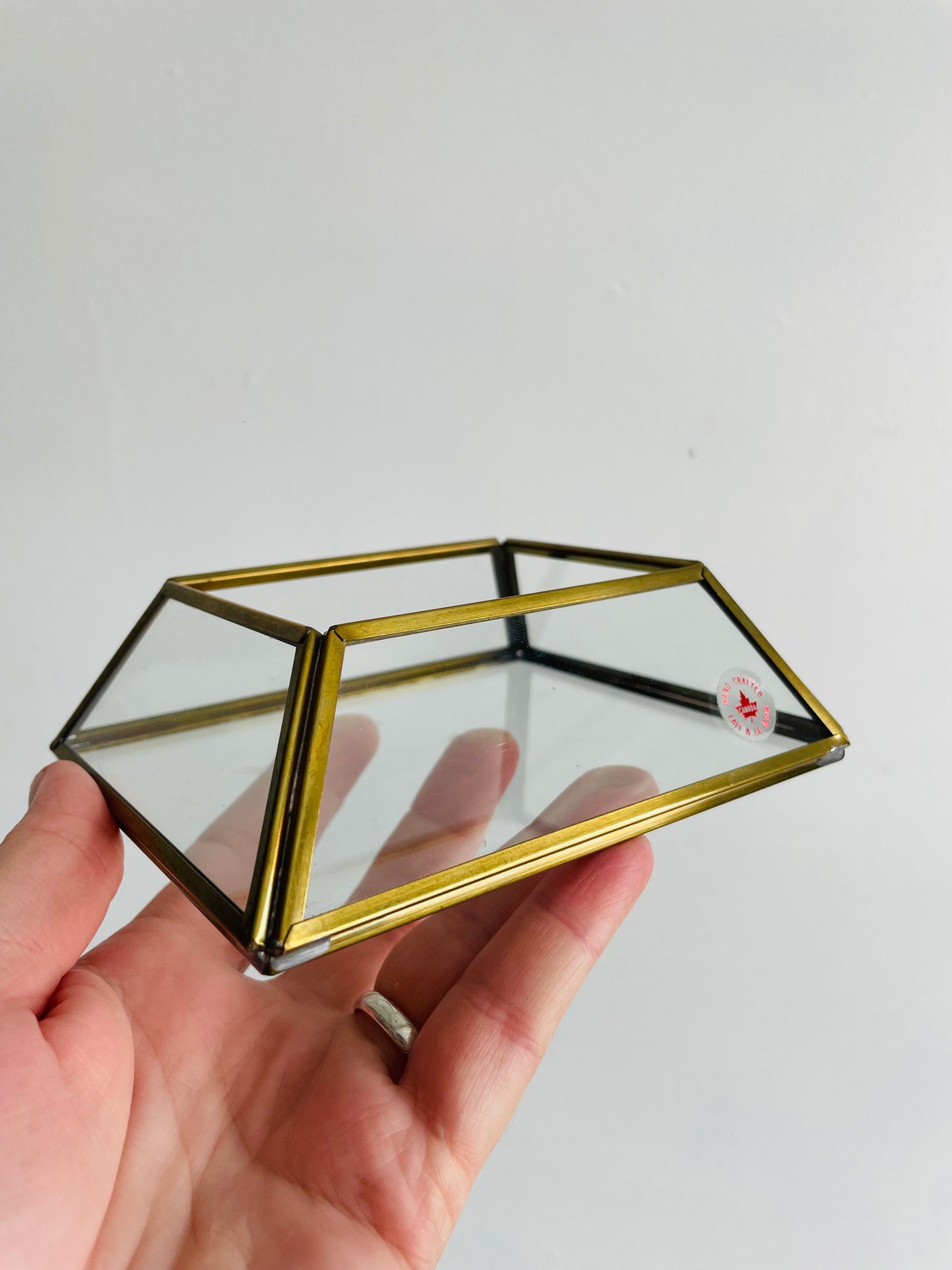 Brass Mirrored Box Holder - Great for Business Cards, Air Plants, Etc. - Made in Canada