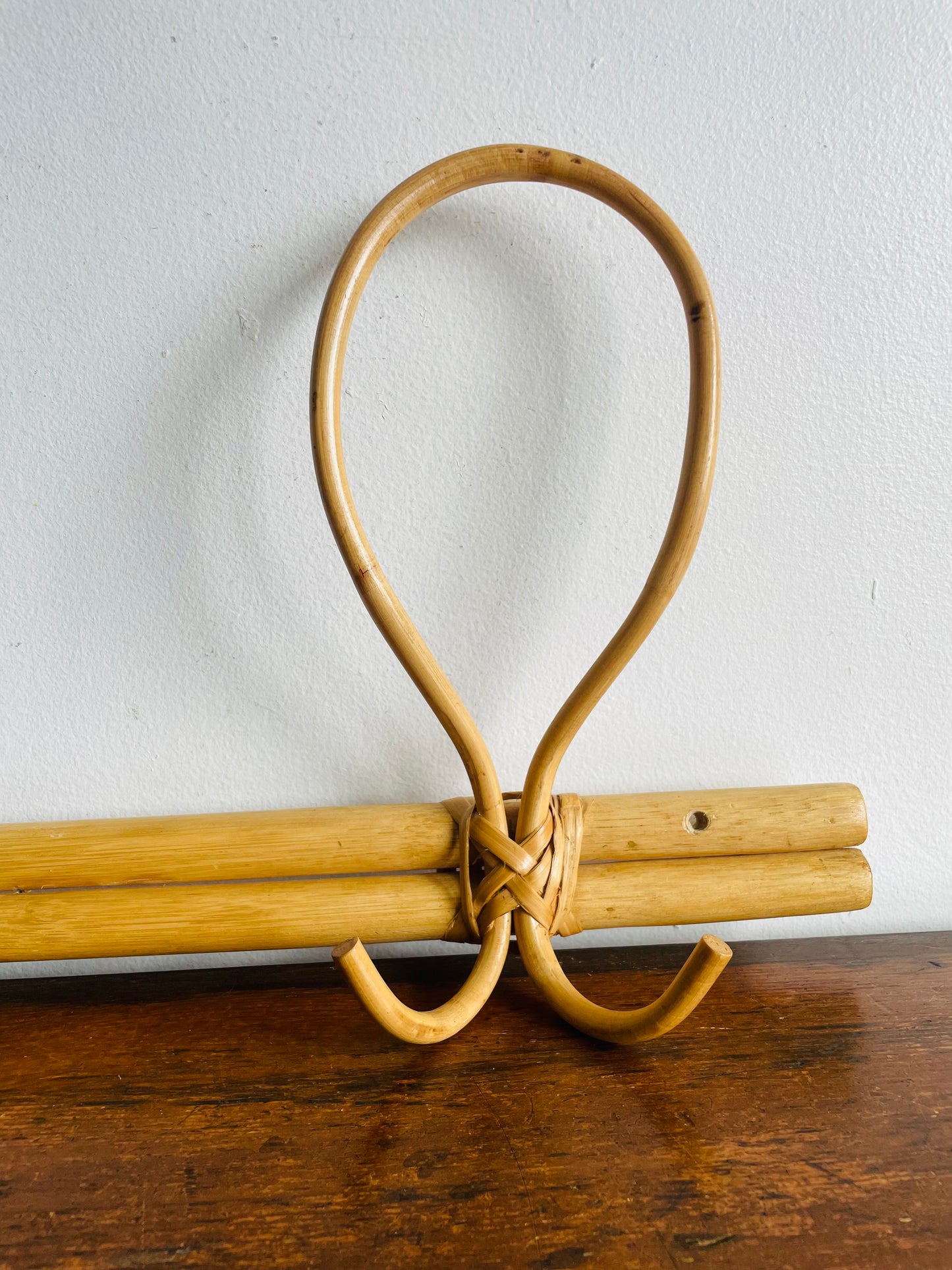 Wall Mount Bamboo Rattan Clothing Hook Hanger