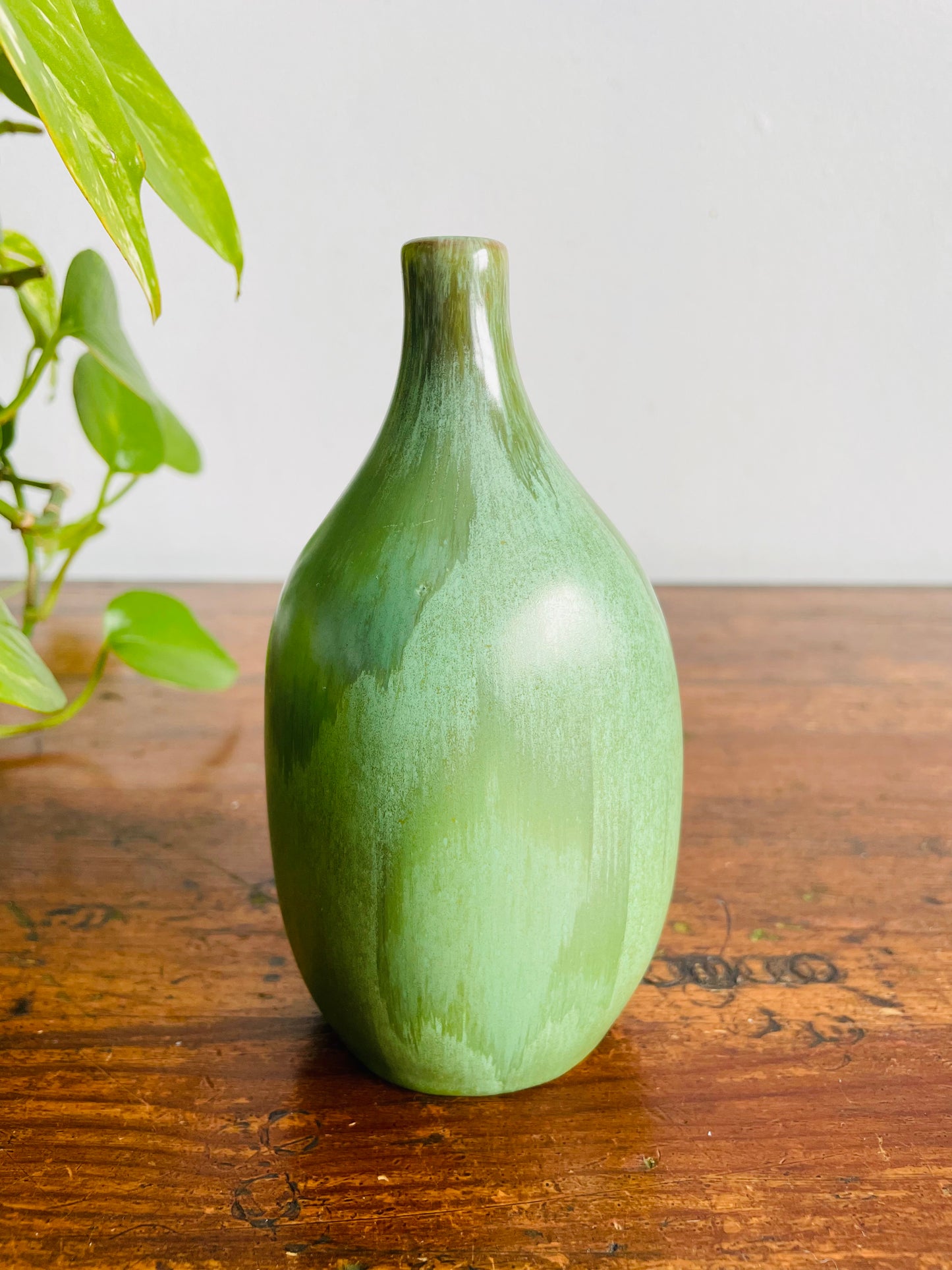 Vintage Mid-Century Modern Huronia Pottery Ltd. Acid Green Glazed Bud Vase - Made in Canada