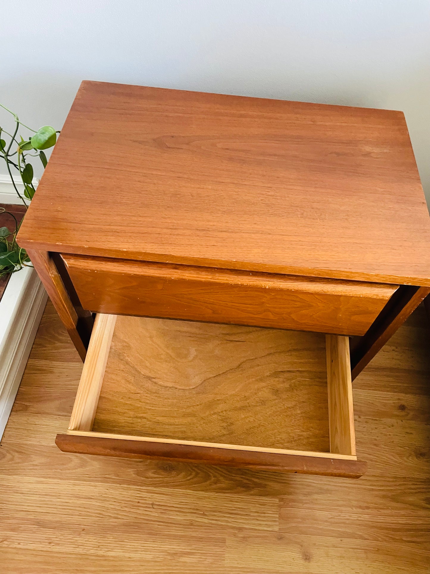 Mid-Century Modern Walnut Wood Nightstand Tables - Set of 2 - Stamped September 1966 - PICK-UP ONLY